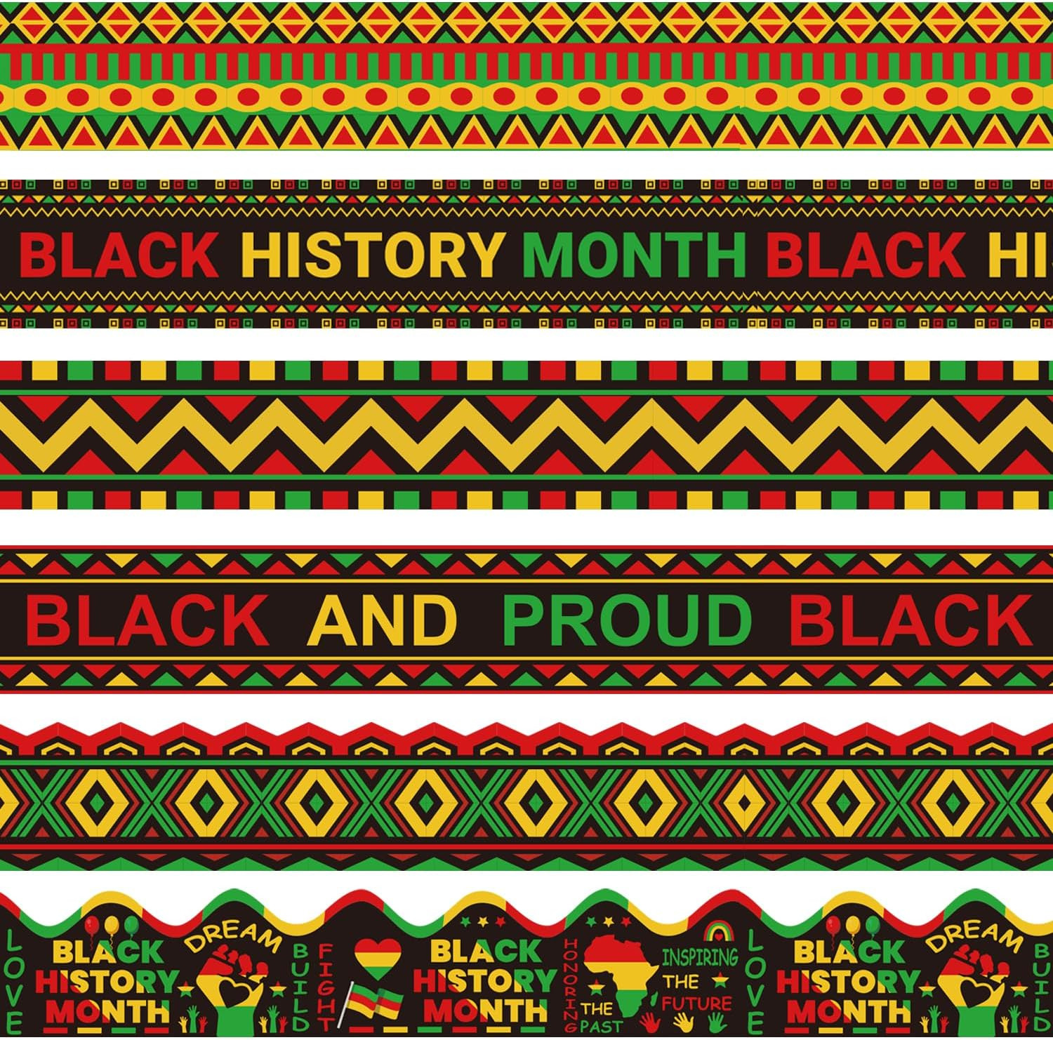 75Ft Black History Month Bulletin Board Borders,Bulletin Board Decorations Kente
