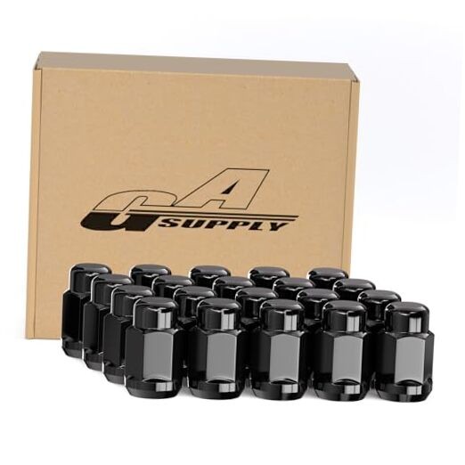 MLug Nuts, Closed End Bulge Acorn Chrome Lug Nuts Cone 12x1.25 Black 3/4" Hex