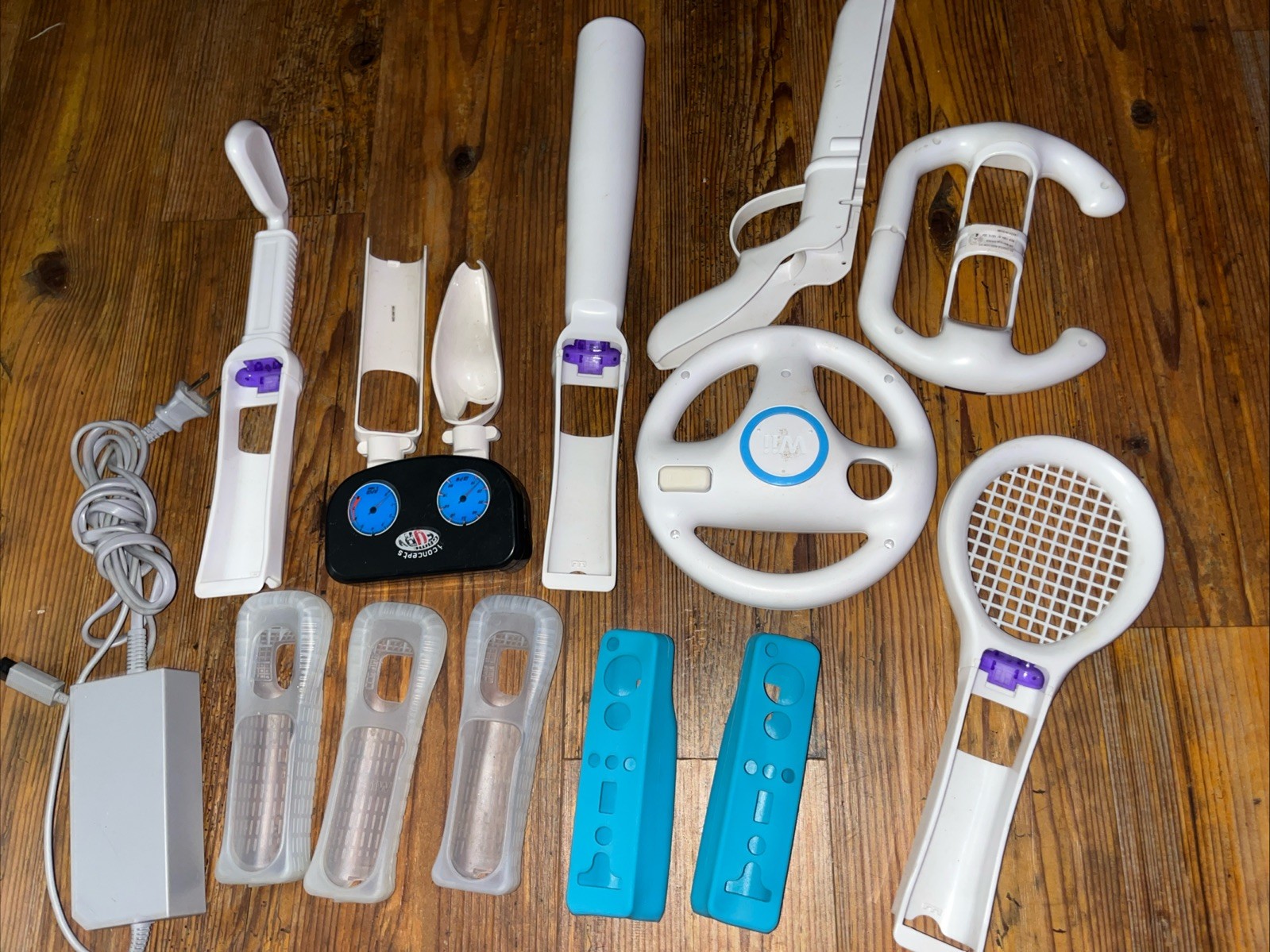 Nintendo Wii Accessories Lot w/ Sleeves, Adapters, Tennis, and Power Cable