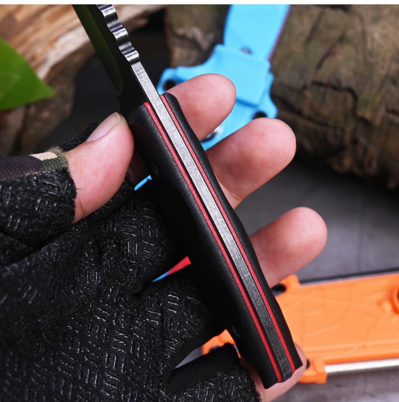 Small Fixed Blade Tactical Hunting Knife with Sheath,Fire Starter,Compass,Mirror