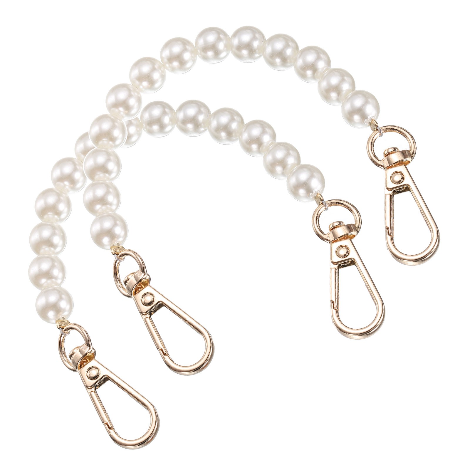 2 Pcs Imitation Pearl Purse Strap, 8 Inch Handbag Plate Clasp, Gold
