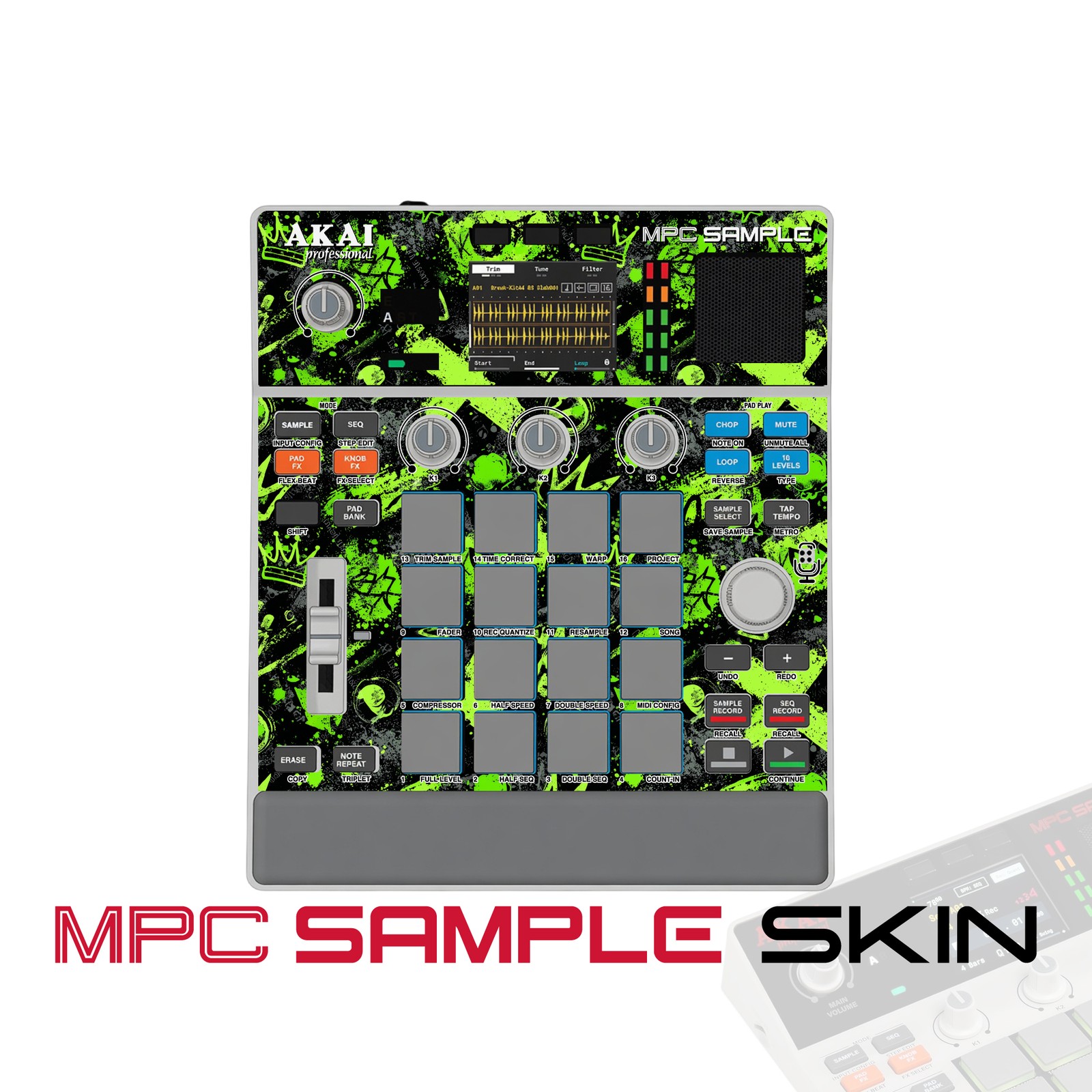 Akai MPC Sample Skin / Toxic Green Splatter