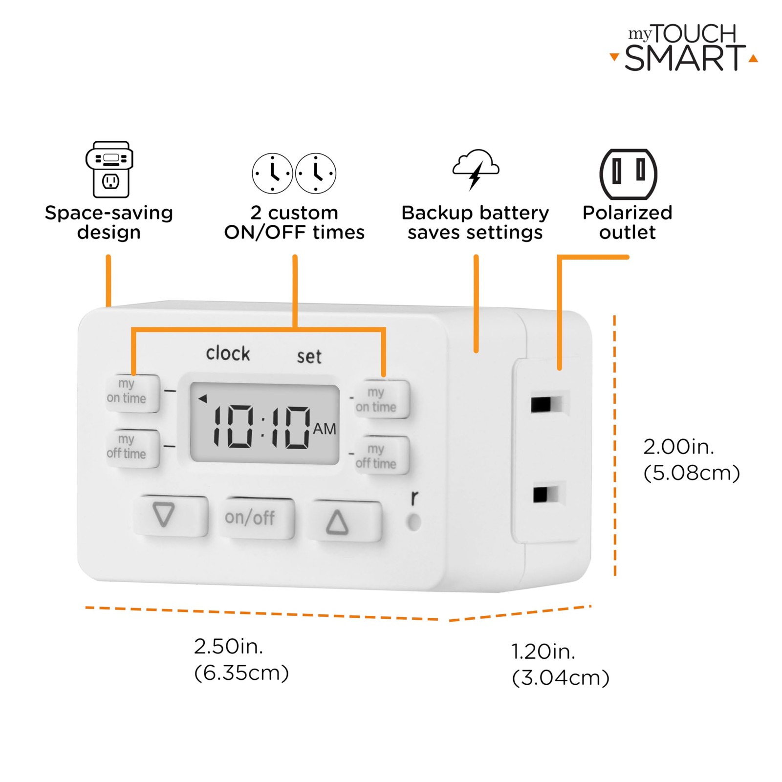 Jasco myTouchSmart Simple Set Indoor Plug-in Digital Timer, 36253