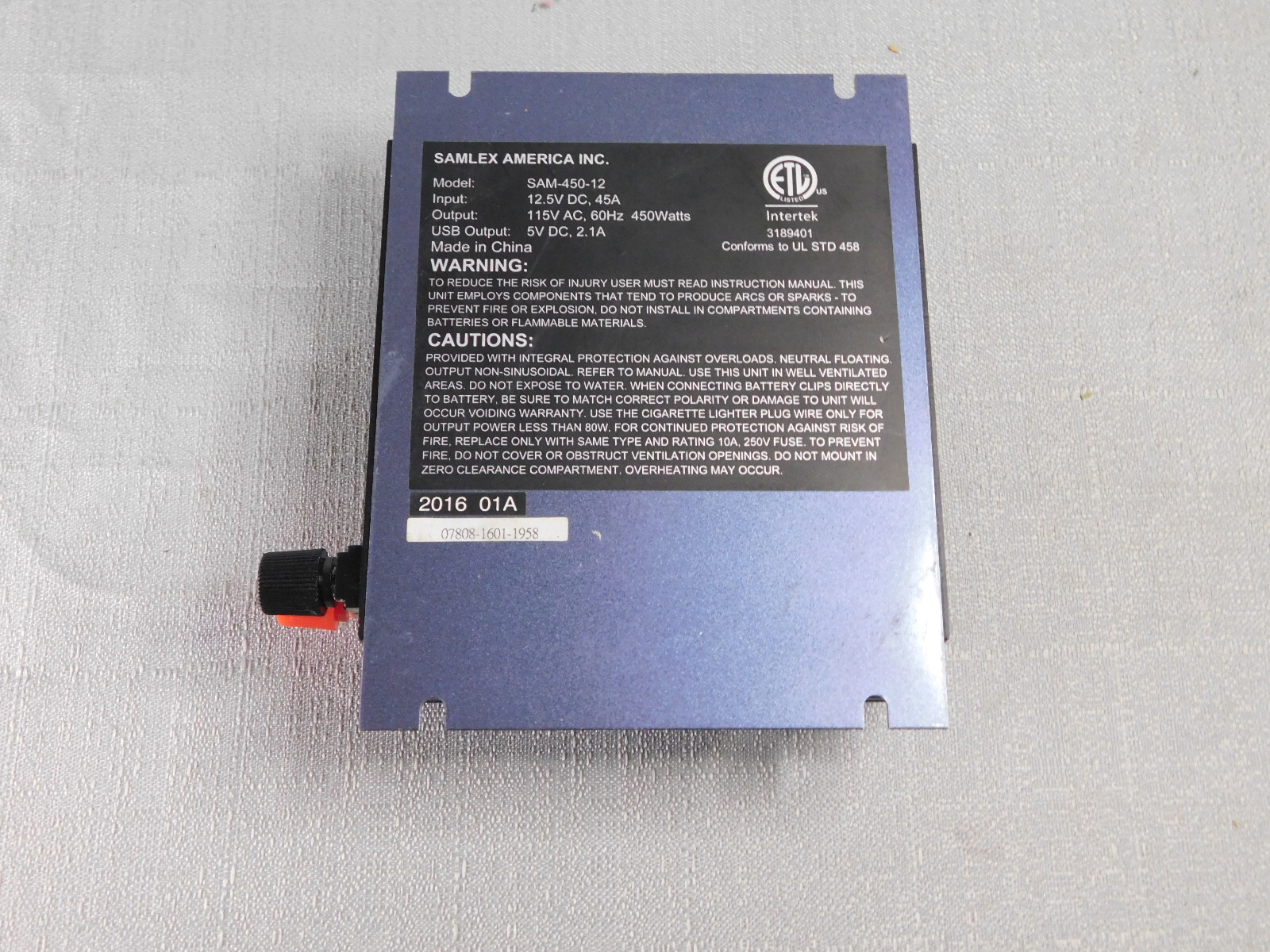 450 Watt Modified Sine Wave Inverter - Samlex SAM-450-12 W/ Cable