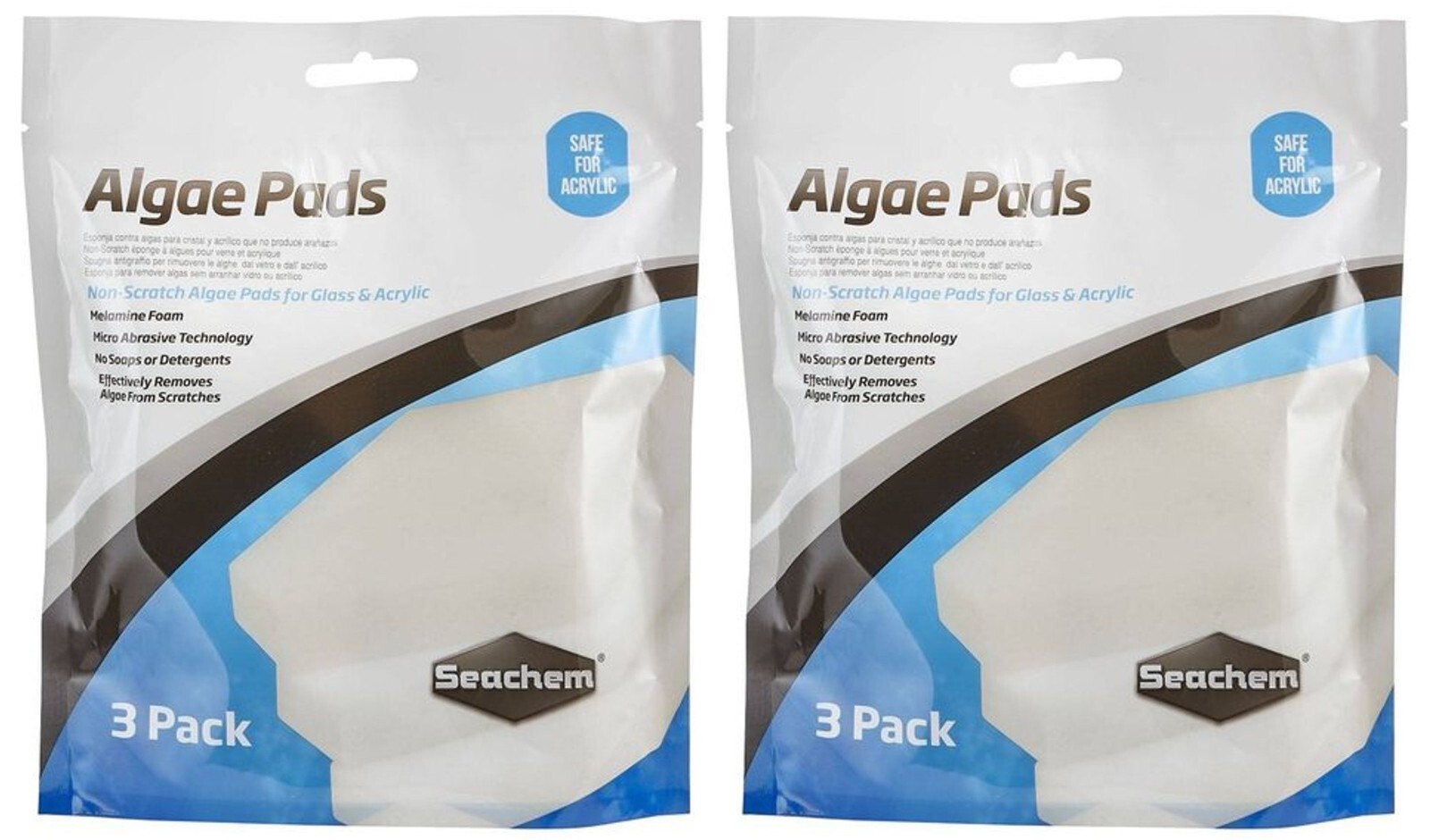 Non-Scratch Algae Pads Lot 2 Bags x 3 Each = 6 Total Glass Acrylic Safe Melamine