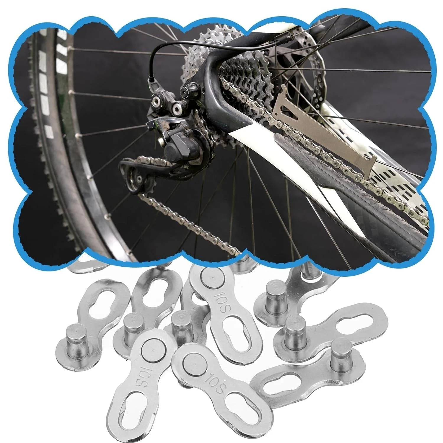 6 Pairs 10 Speed Bicycle Chain Missing Link Quick Connector Repair Set Silver