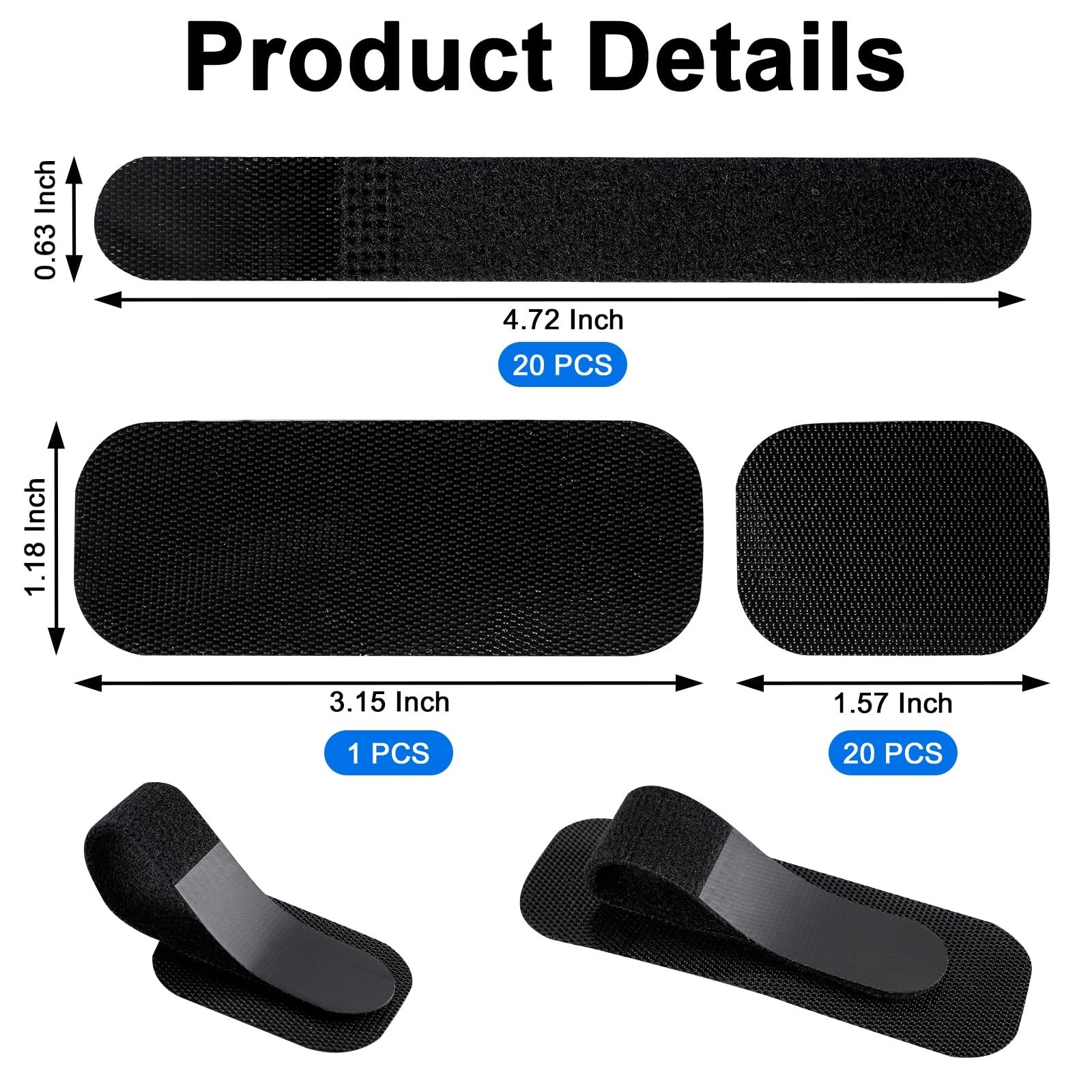 Under Desk Cable Management, Self-Adhesive Hook and Loop Straps, Adjustable R...