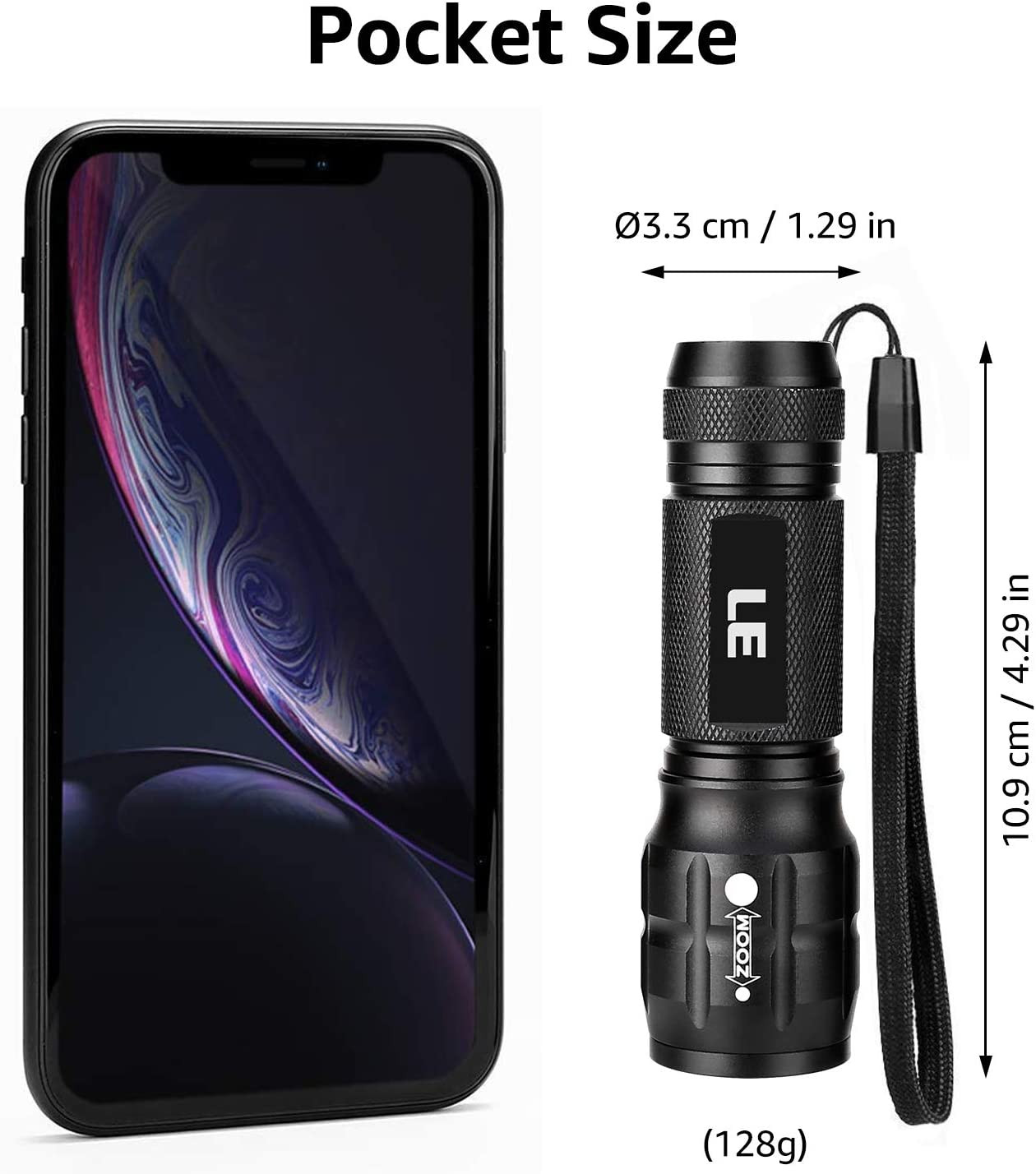LED Flashlights High Lumens, Small Flashlight, Waterproof, Adjustable Focus Flas