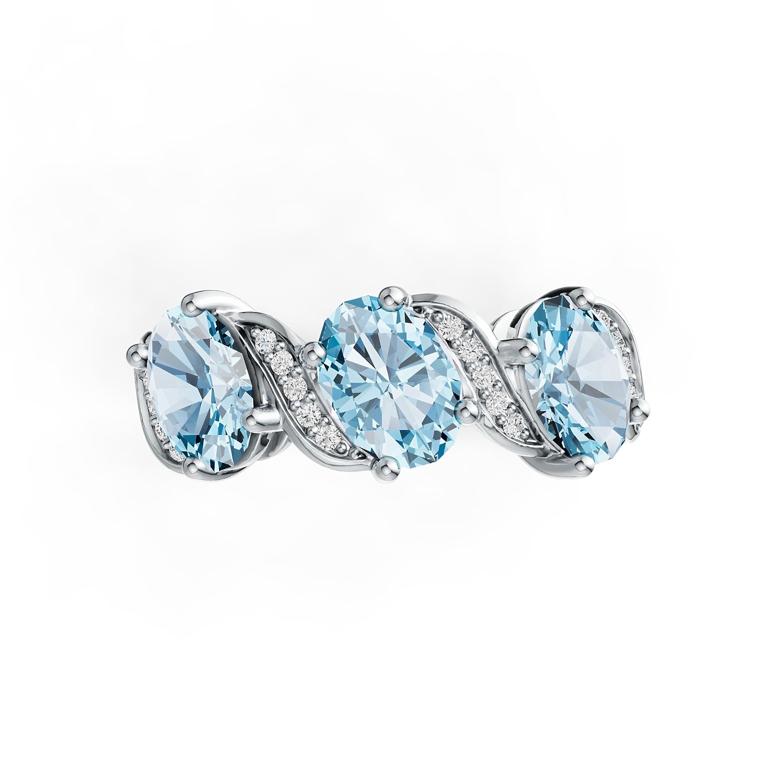 Sterling Silver Semi Mount Ring Setting Oval OV 7X5mm with White Topaz