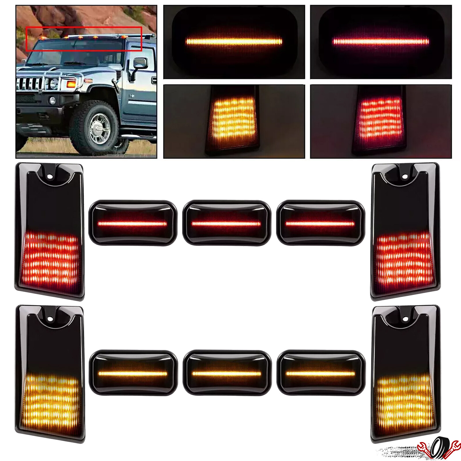 10x Smoked Top Roof Cab Marker Light Housing Cover For Hummer H2 / SUT 2003-2009
