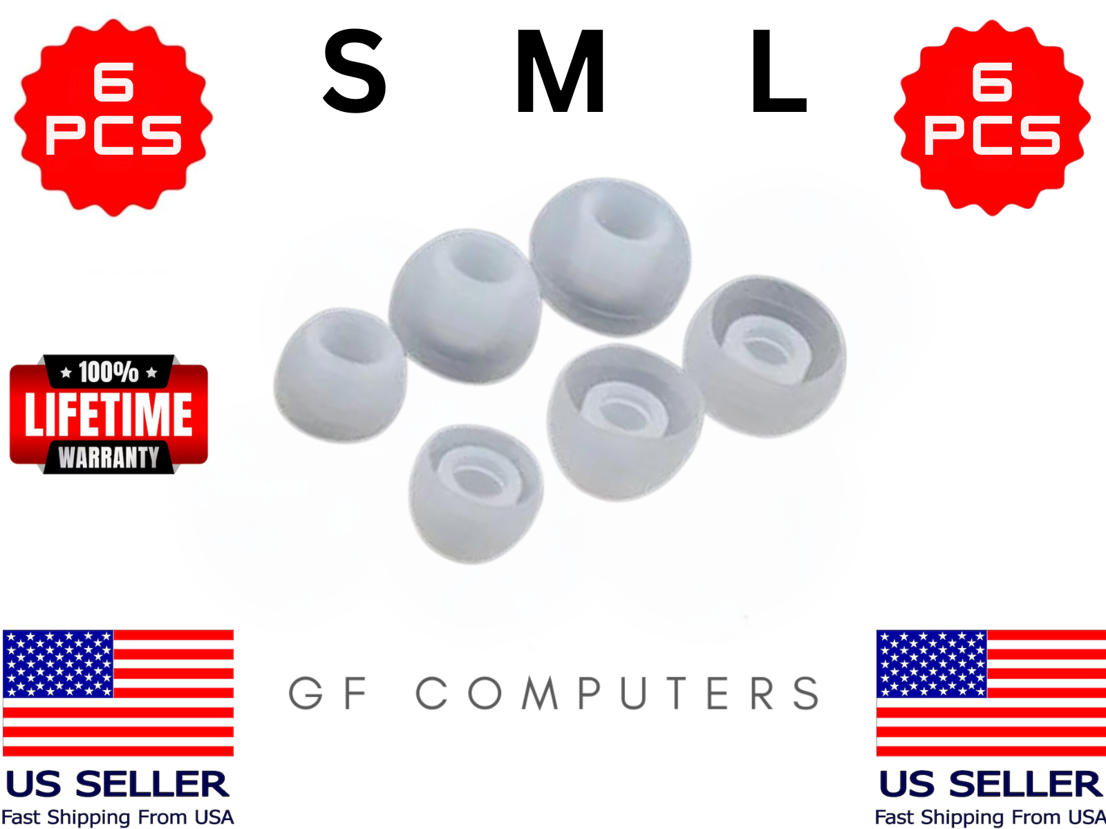 6 Silicone SML Earbuds Ear Tips for Marshall Motif II Headphones
