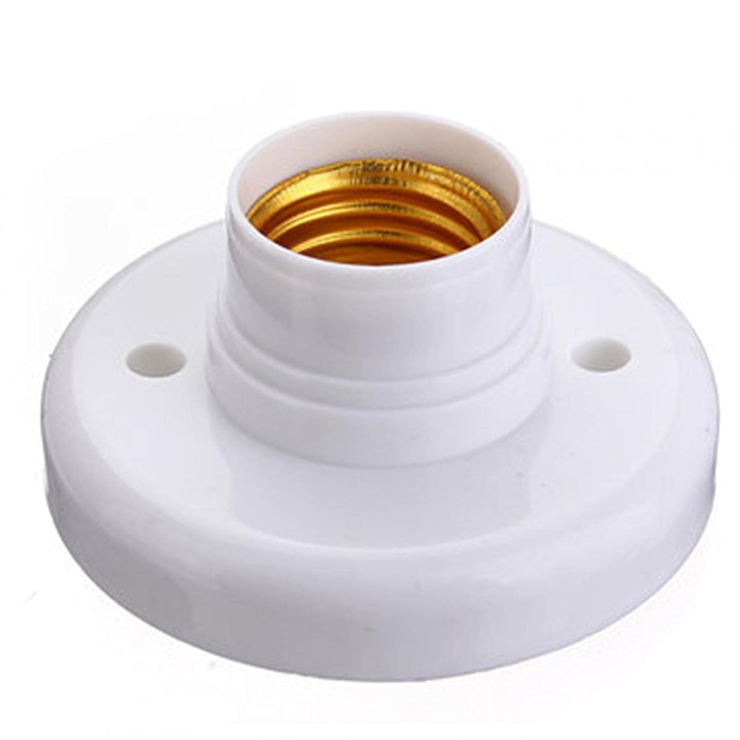 White E27 Round Plastic Screw Light Bulb Lamp Socket Holder, Light Sockets, W...