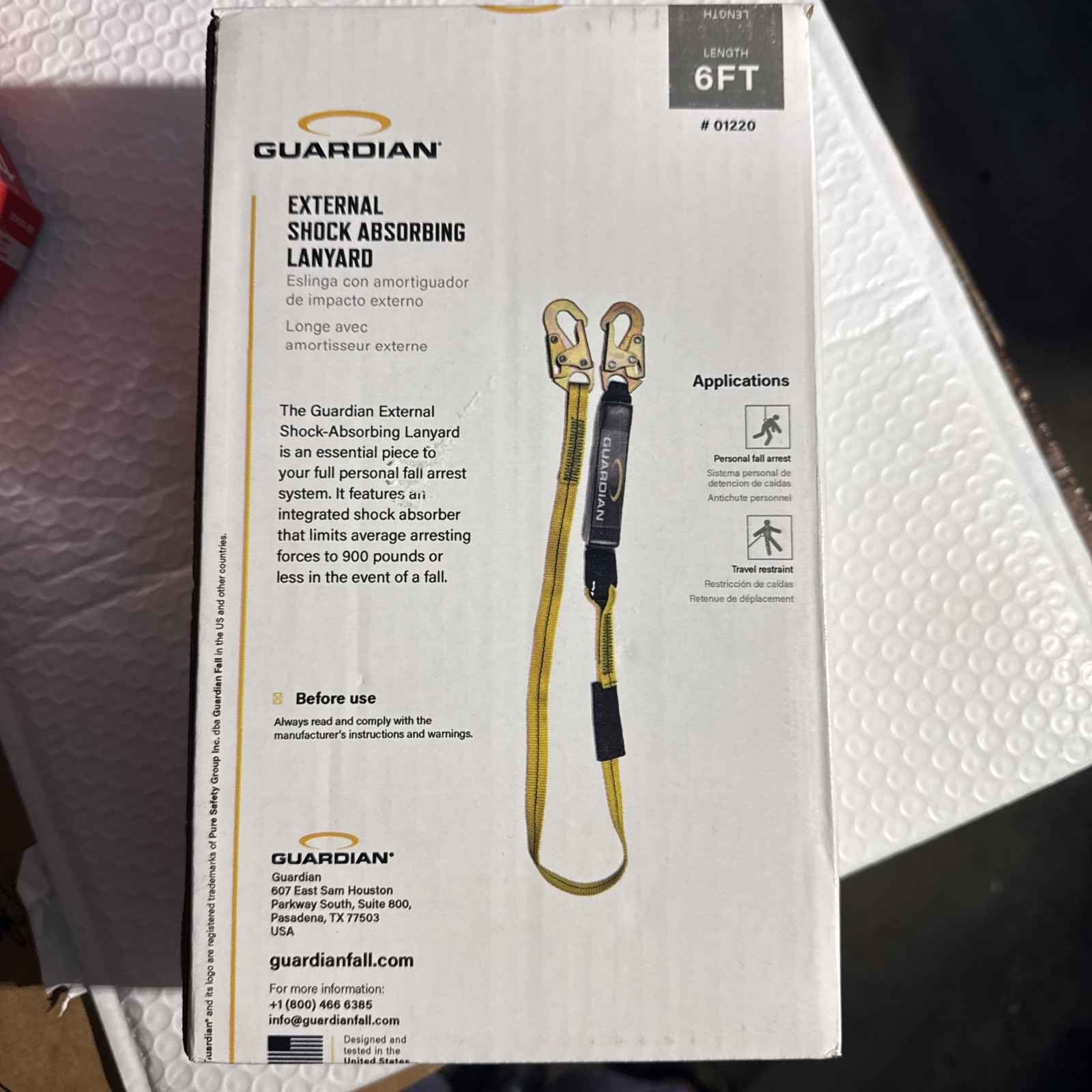 Guardian Fall Protection 01220 External Shock Lanyard