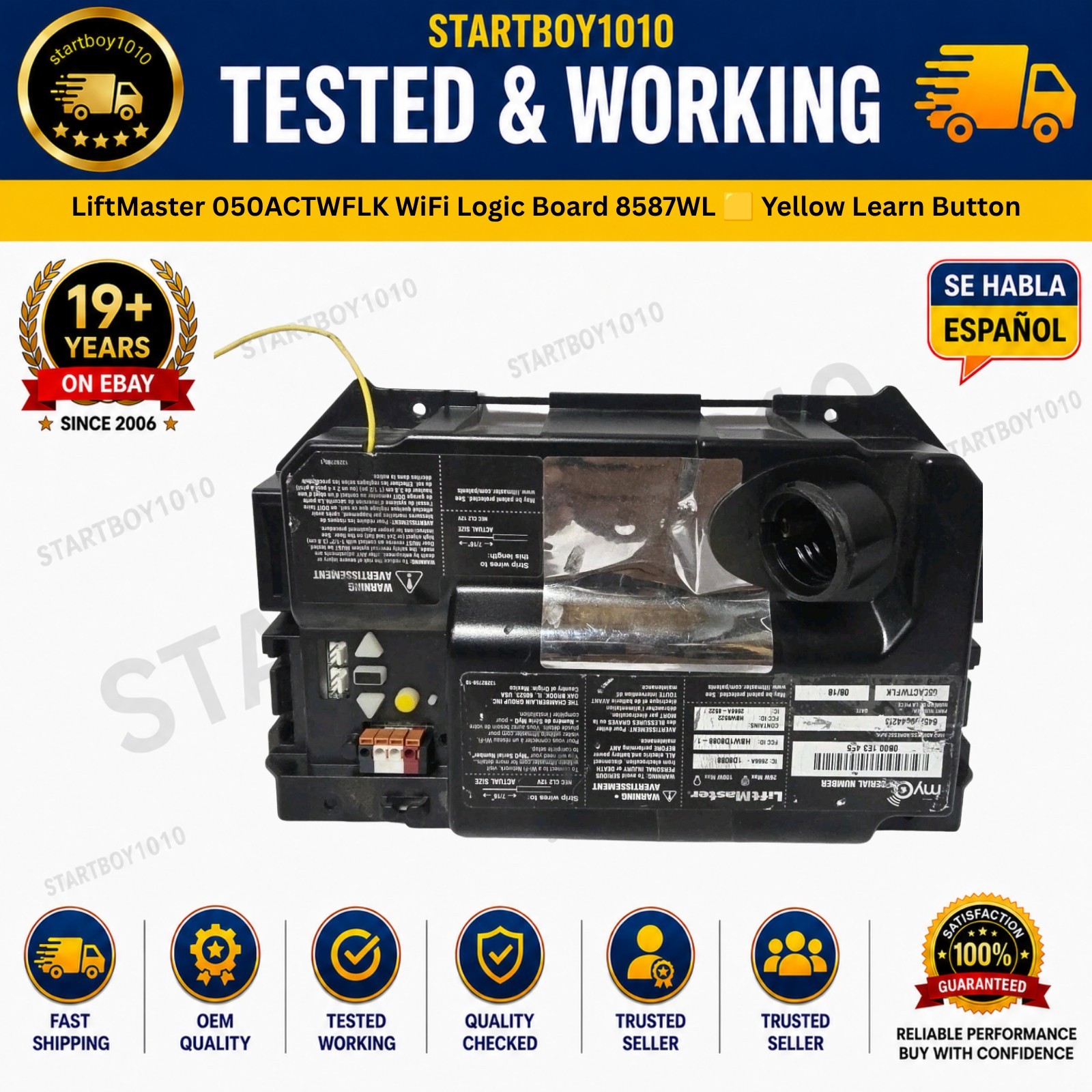 LiftMaster 050ACTWFLK WiFi Logic Board 8587WL 🟨 Yellow Learn Button