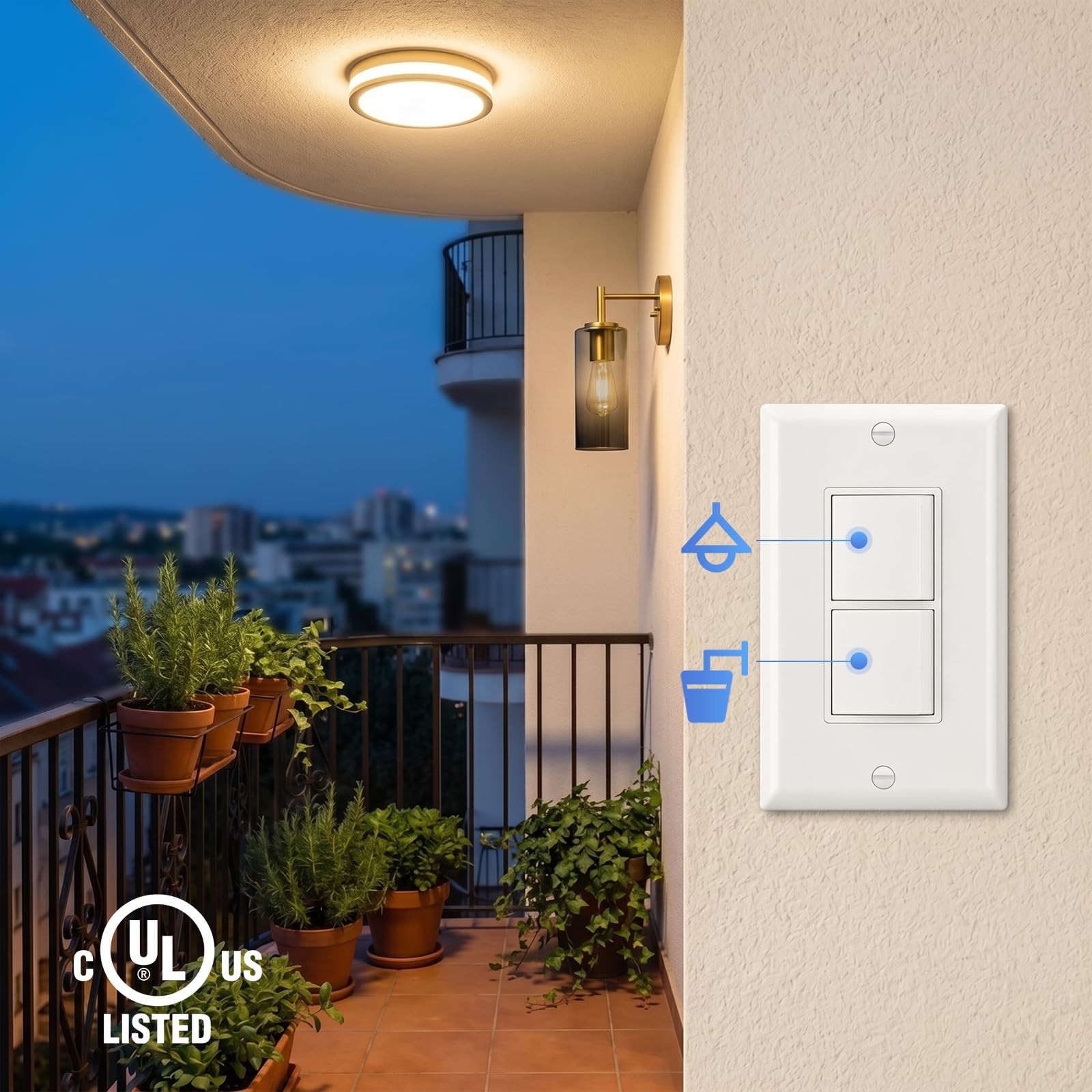 Baomain Triple Rocker Decorator Light Switch 15A 120V UL Certified