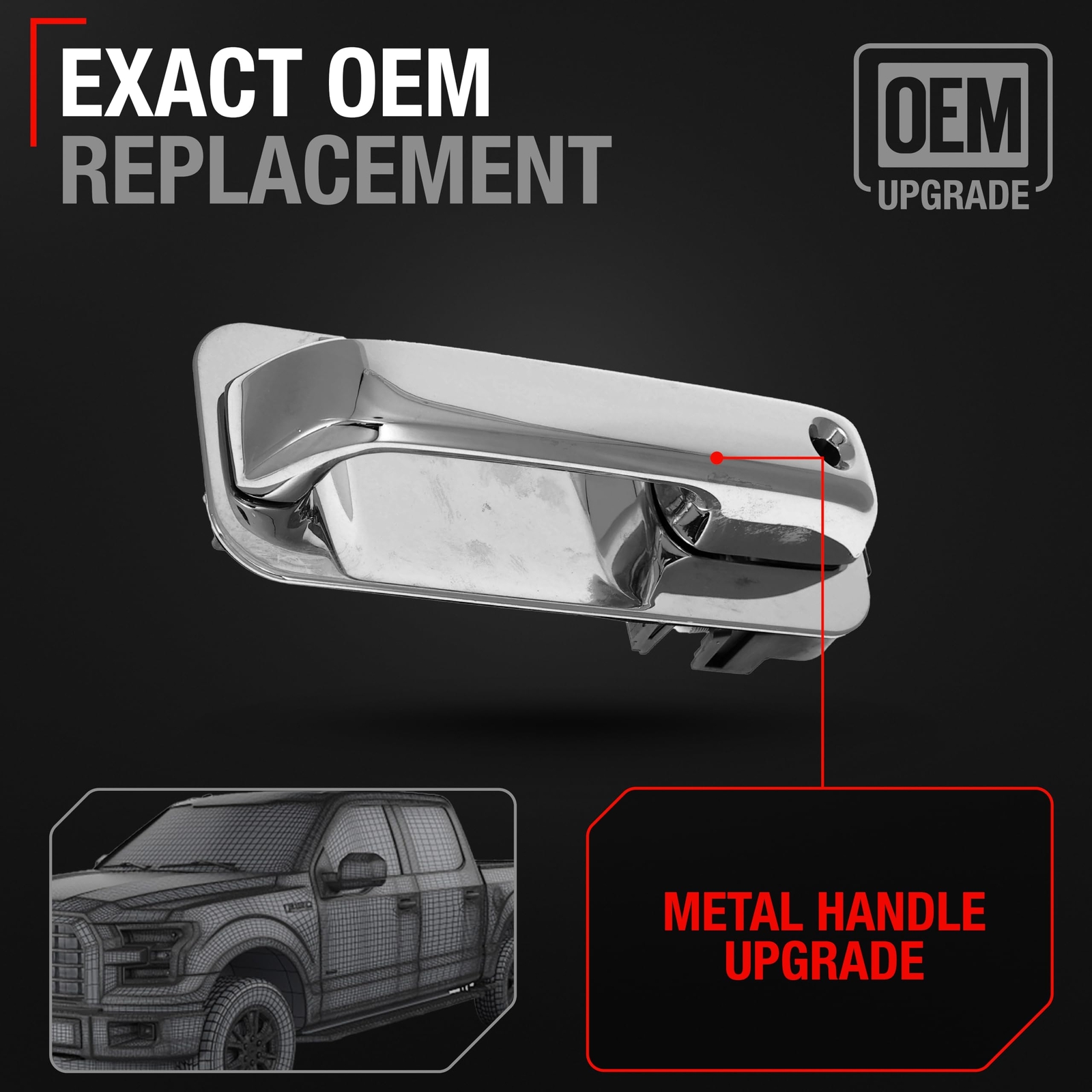 Front Passenger Door Handle for Ford F-150 - Chrome, Keyhole - Front Passenge...