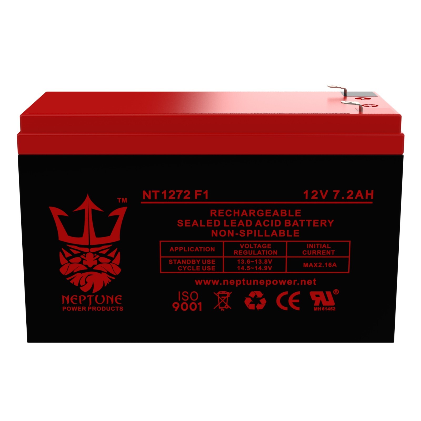 Neptune 12V 7.2AH F1 SLA Battery Replacement for Powersonic PS-1270F1 - 2 Pack