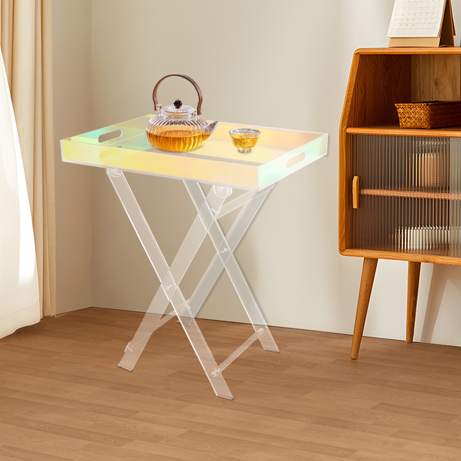 Acrylic Folding Tray Table, Acrylic End Table, Colorful Acrylic Side Table