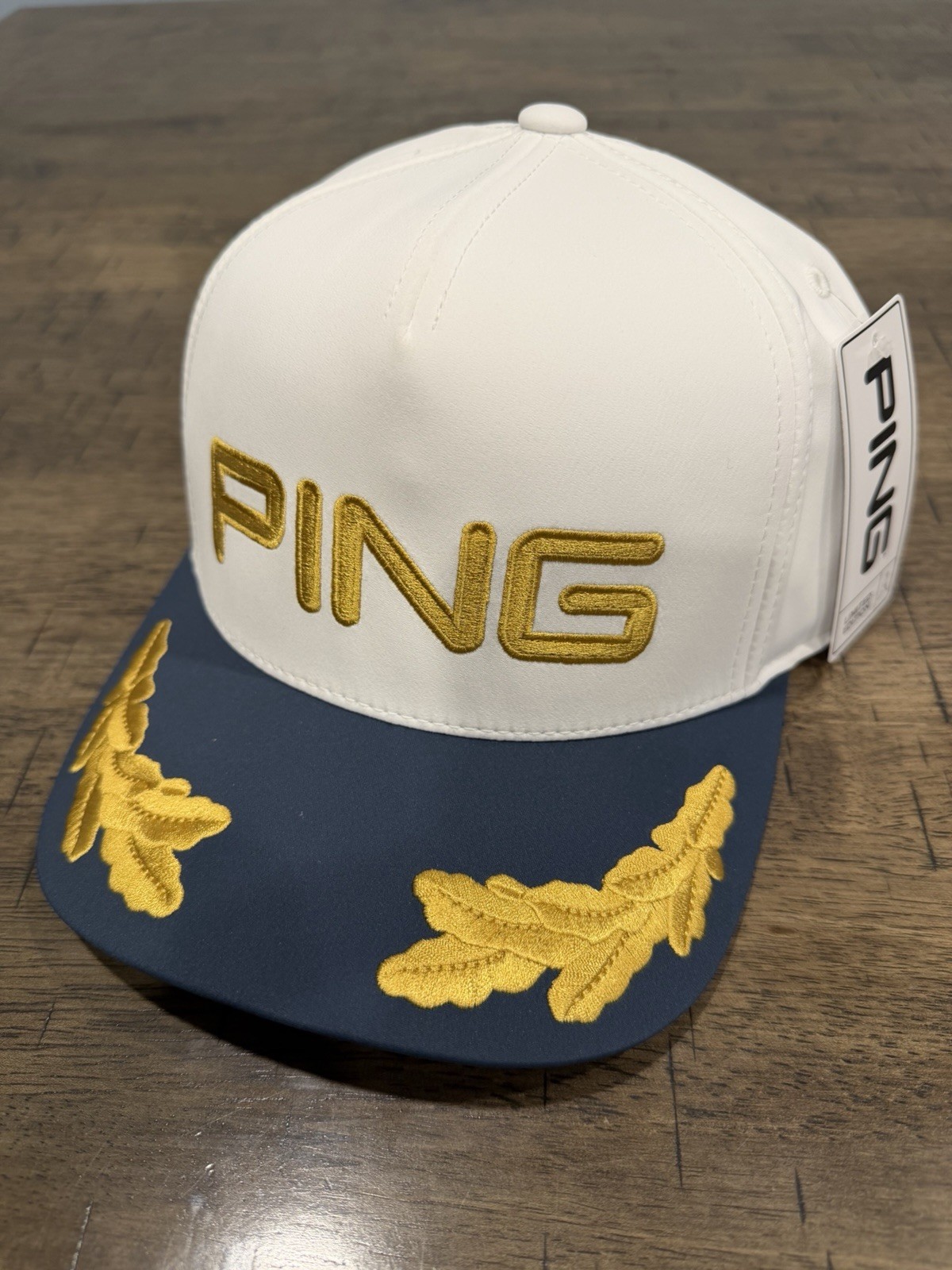 New Ping Golf Captains Hat White/Gold/Navy Adjustable Snapback Hat US NAVY Theme