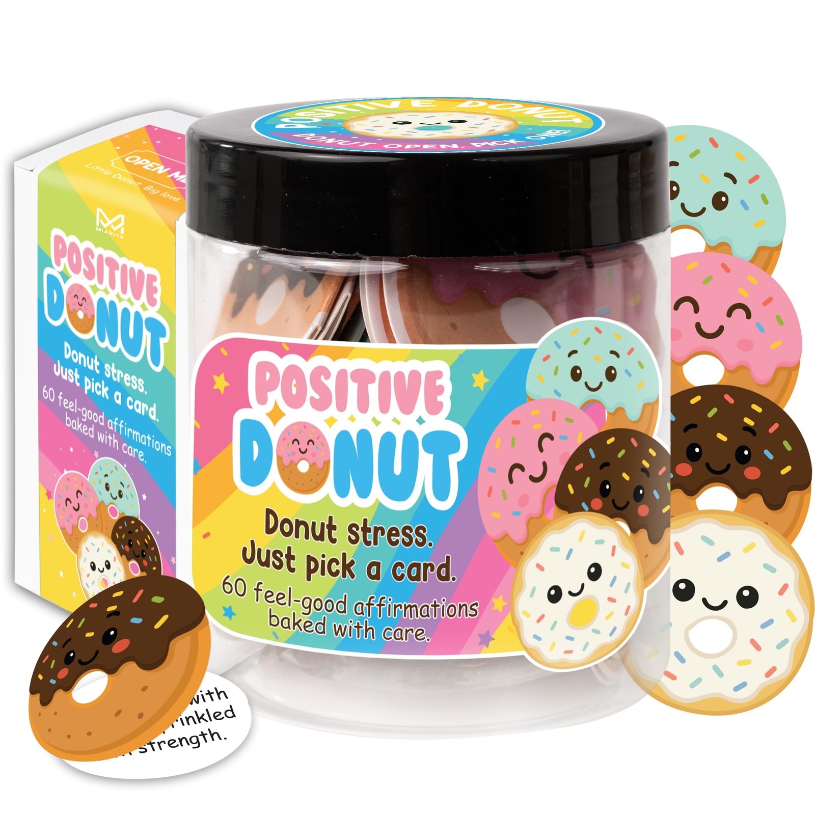 Positive Donut Jar, Funny Pun Gifts 2.7 x 3.5 x 0.04 inches,