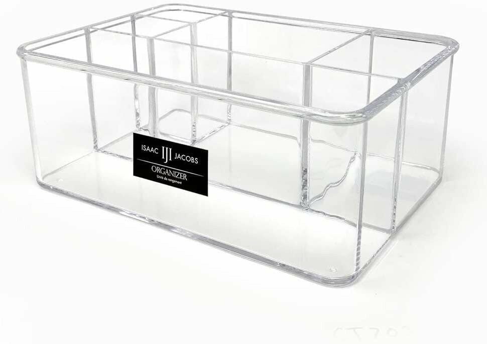 Isaac Jacobs 5-Compartment Clear Acrylic Organizer (10” L x 7” W x 4” H)