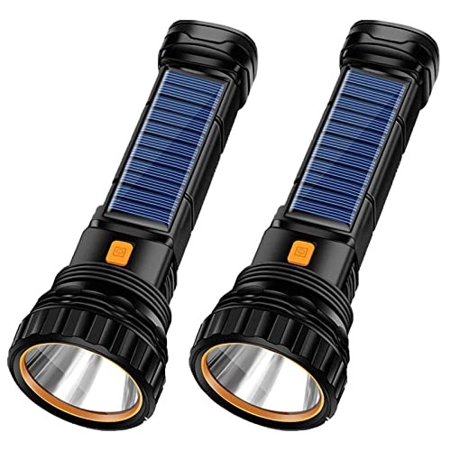 E-SHIDAI Solar/Rechargeable Multi Function 1000 Lumens LED 2PCS Black