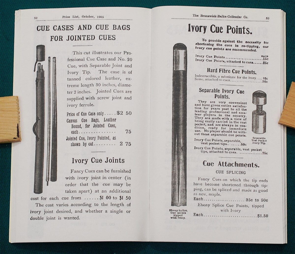 Reproduction of Rare 1905 BBC Billiard Price List/Catalog No. 1488