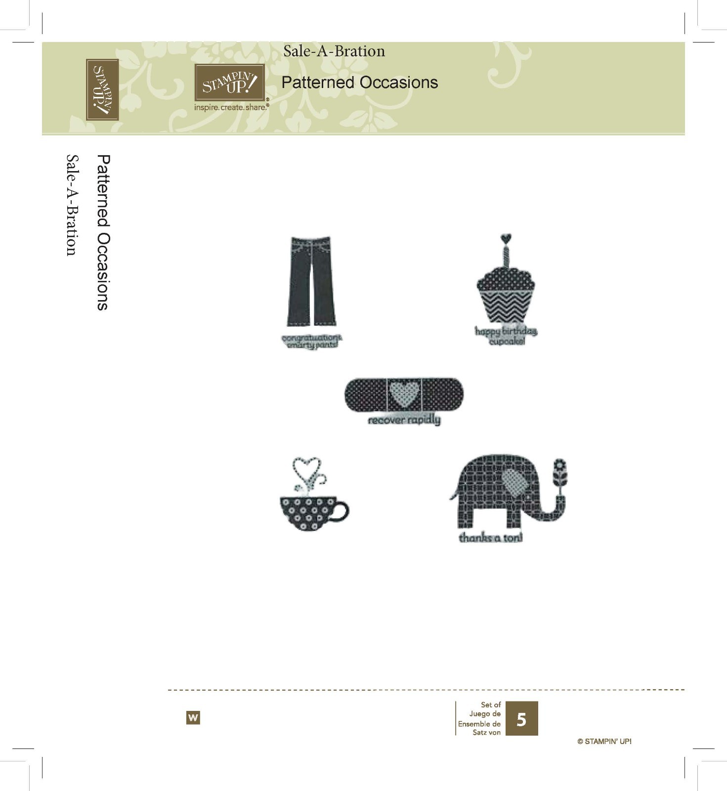 Stampin’ Up! PATTERNED OCCASIONS Stamp Wood Mounted Rubber 2013 Sale-A-Bration
