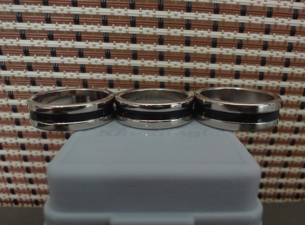 3Pcs Silver/Black Stripe Strong Magnetic Magic Trick Rings US 9/10/11