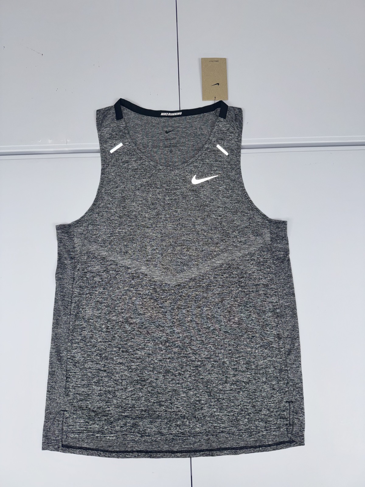 Nike Men's Dri-FIT Rise 365 Running Tank Top CZ9179-011 Heather Gray Black Small