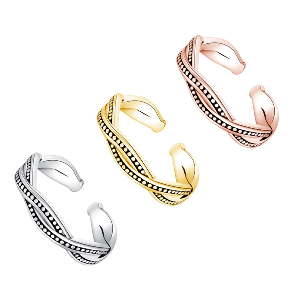 3PCS Adjustable Foot Ring Toe Ring Decoration Creative Knuckle Rings Set