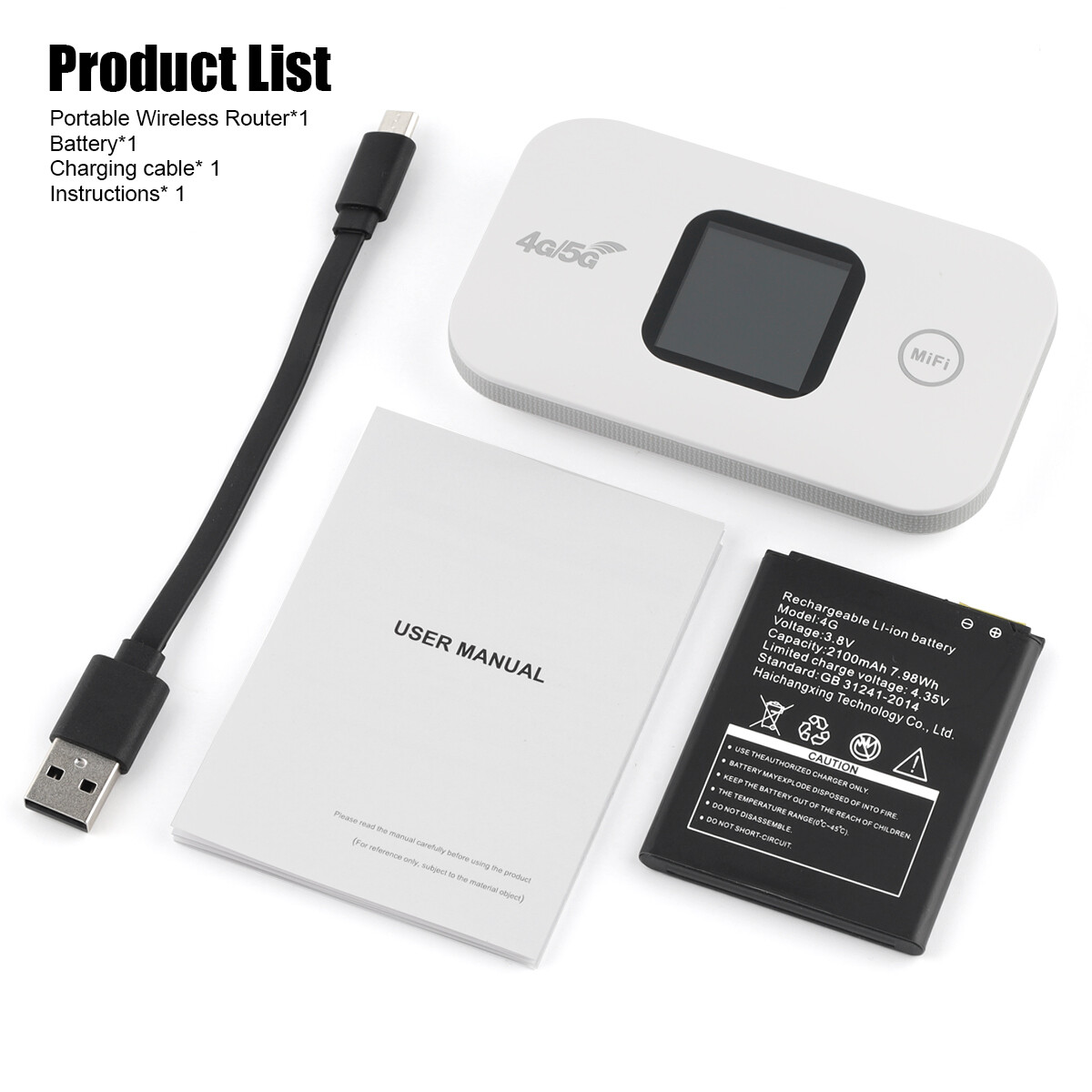 Portable LTE 4G Wireless WiFi Router Mobile Broadband MIFI LCD Hotspot 2100 mAh