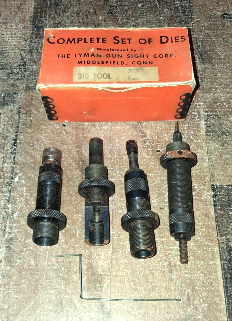 Vintage Lyman 310 222 Remington Reloading Die Set w/ Box 4 Pcs Please Read