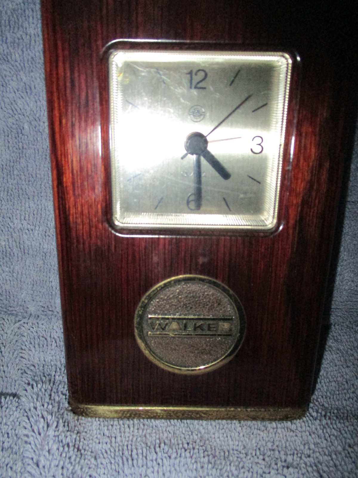 BTS Battery Operated Clock - Wood Case reads Walker 5 1/2" x 3 1/2" x 1"