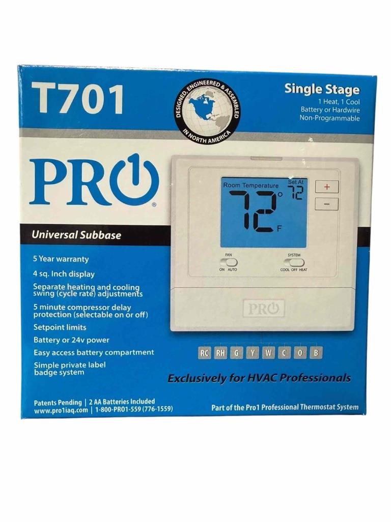 NEW PRO1 T701 Single Stage Non-Programmable Thermostat 1 Heat, 1 Cool