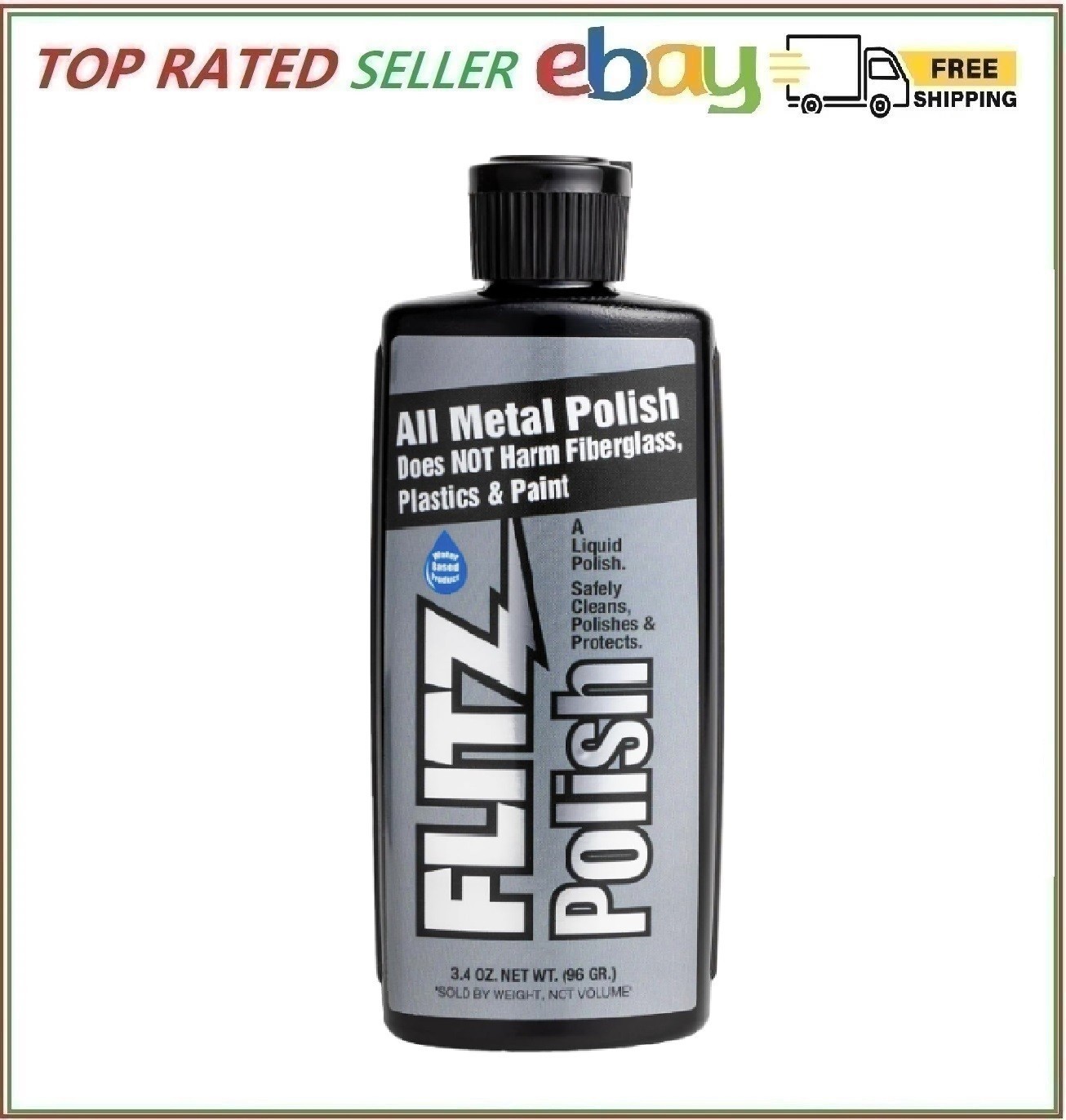 Flitz Multi Purpose Metal Polish Liquid - 3.4oz Bottle of USA-Made Tarnish Remov