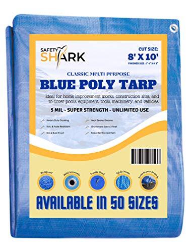 Safety Shark Heavy Duty Waterproof Tarp Outdoor Weather Cover with Grommets