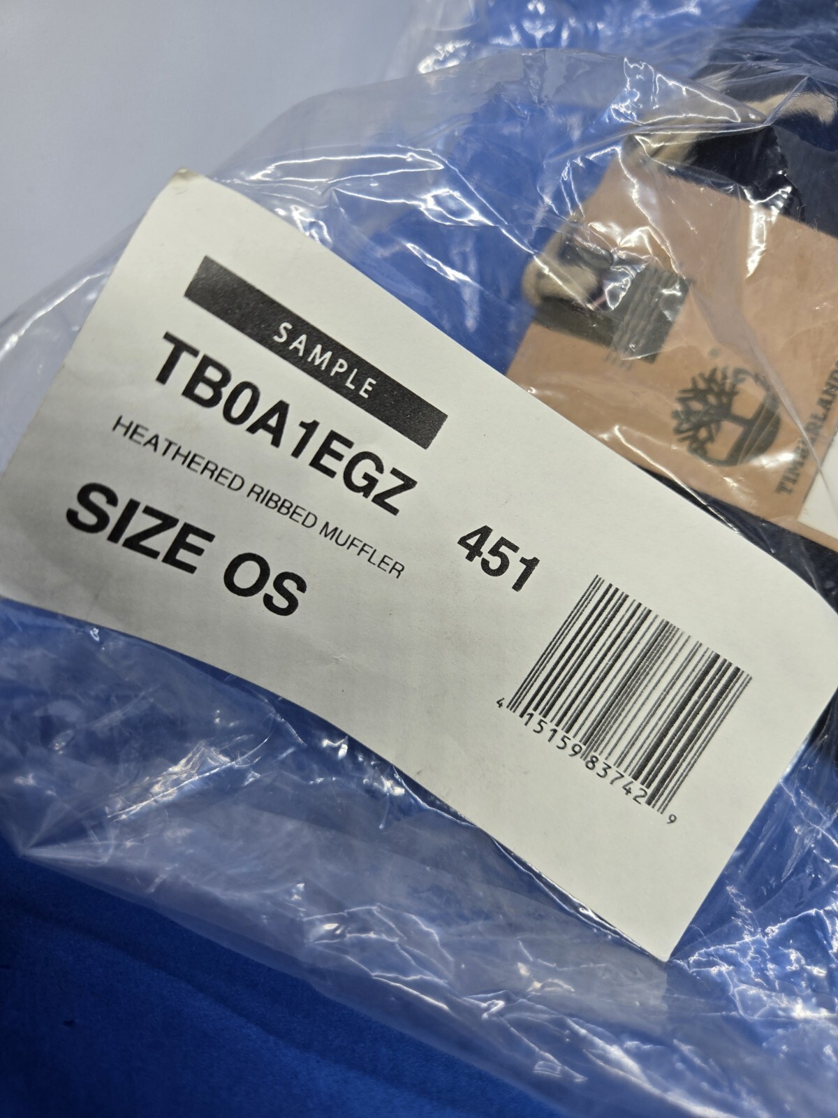 Timberland Heathered Ribbed Muffler- Navy Blue- One Size- NEW WITH TAGS