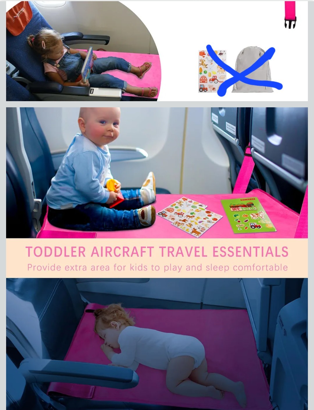 Toddler Airplane Bed, Soft Airplane Seat Extender for Kids, Airplane Travel Esse
