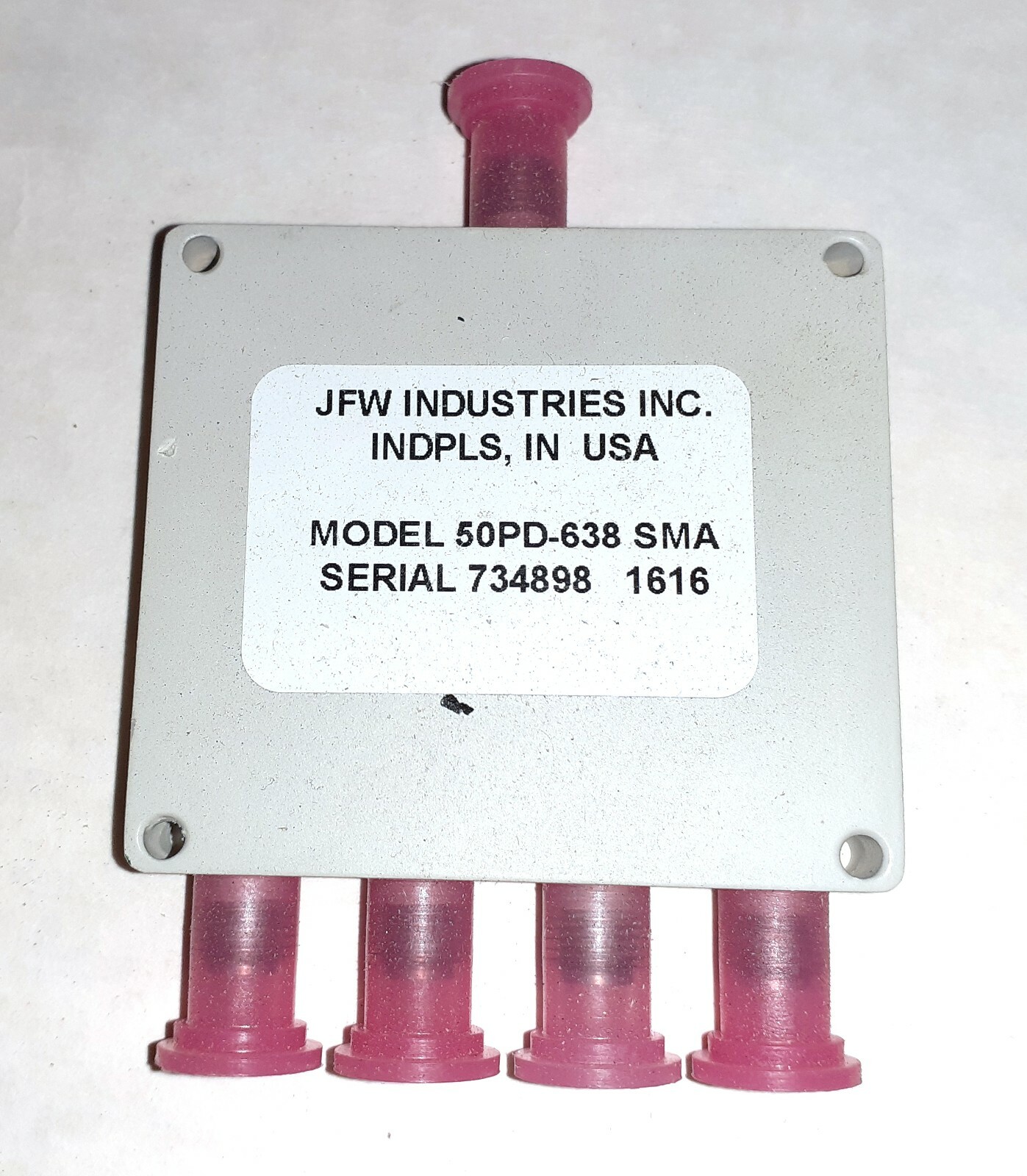 JFW INDUSTRIES 4-Way Power Divider/Combiner 2-8 GHz, 50PD-638 SMA
