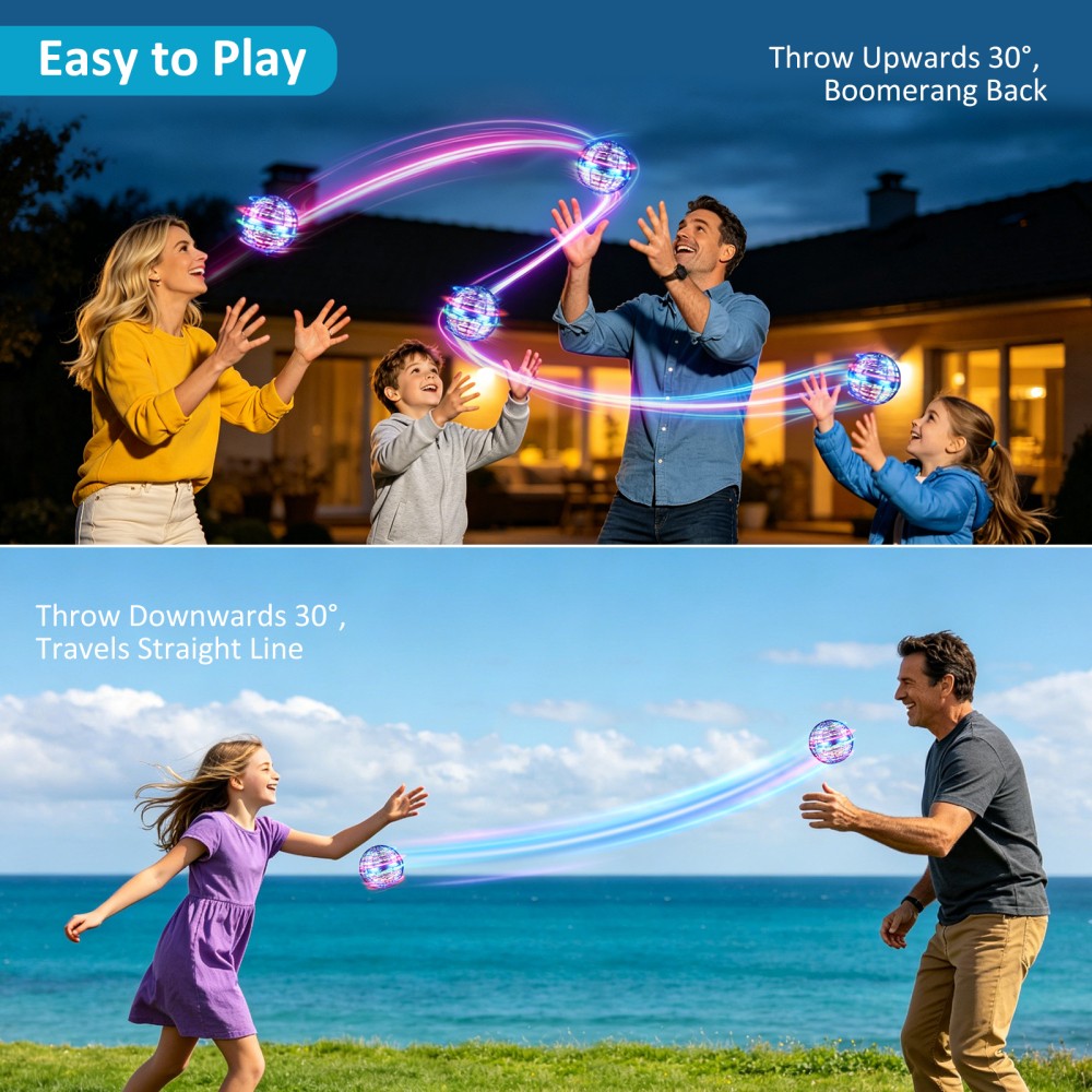 Flying Orb Ball Toys Soaring Hover Orb Spinner Magic LED Light Flying Ball Toys