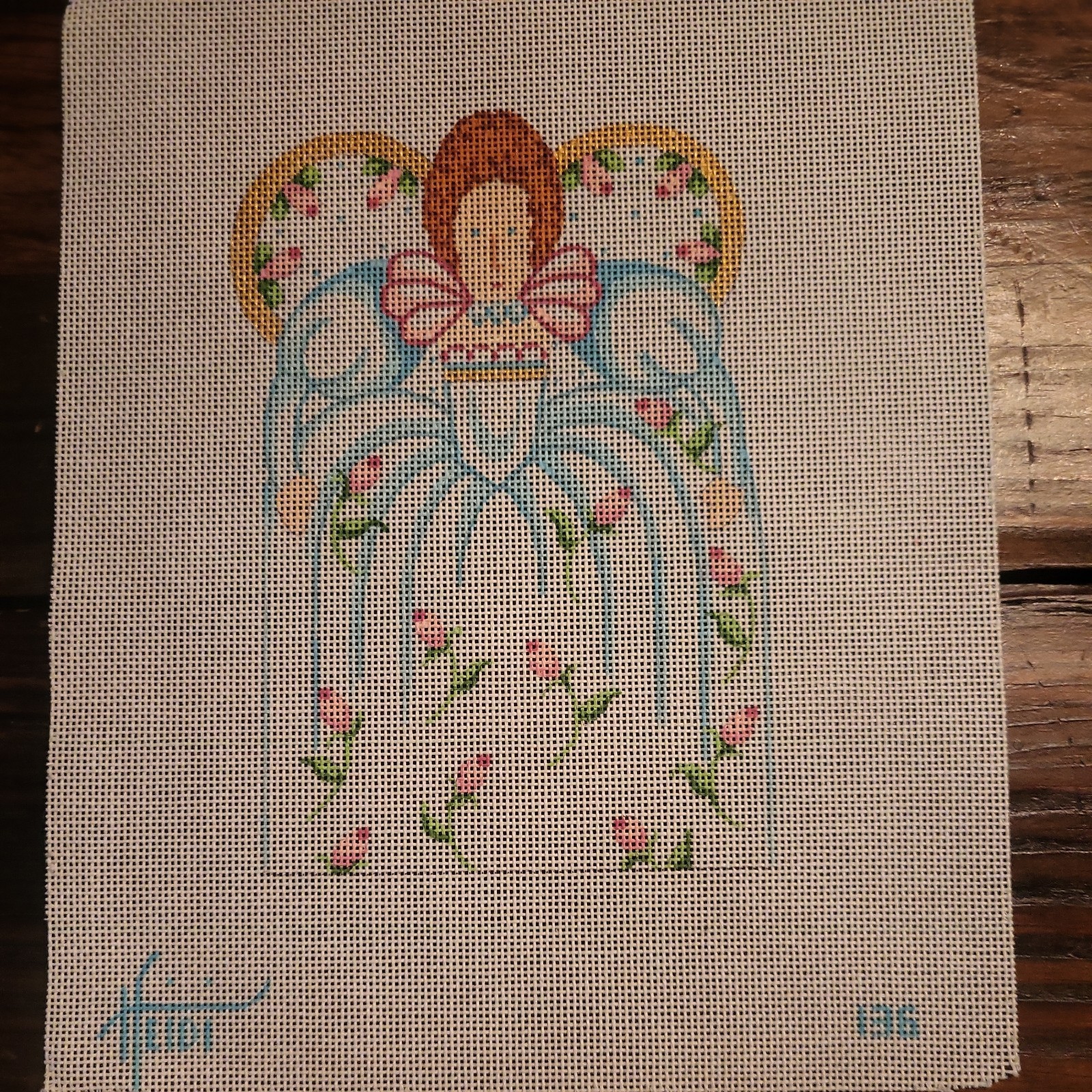 Rosebud Angel Needlepoint Canvas By Heidi Stanley Designs