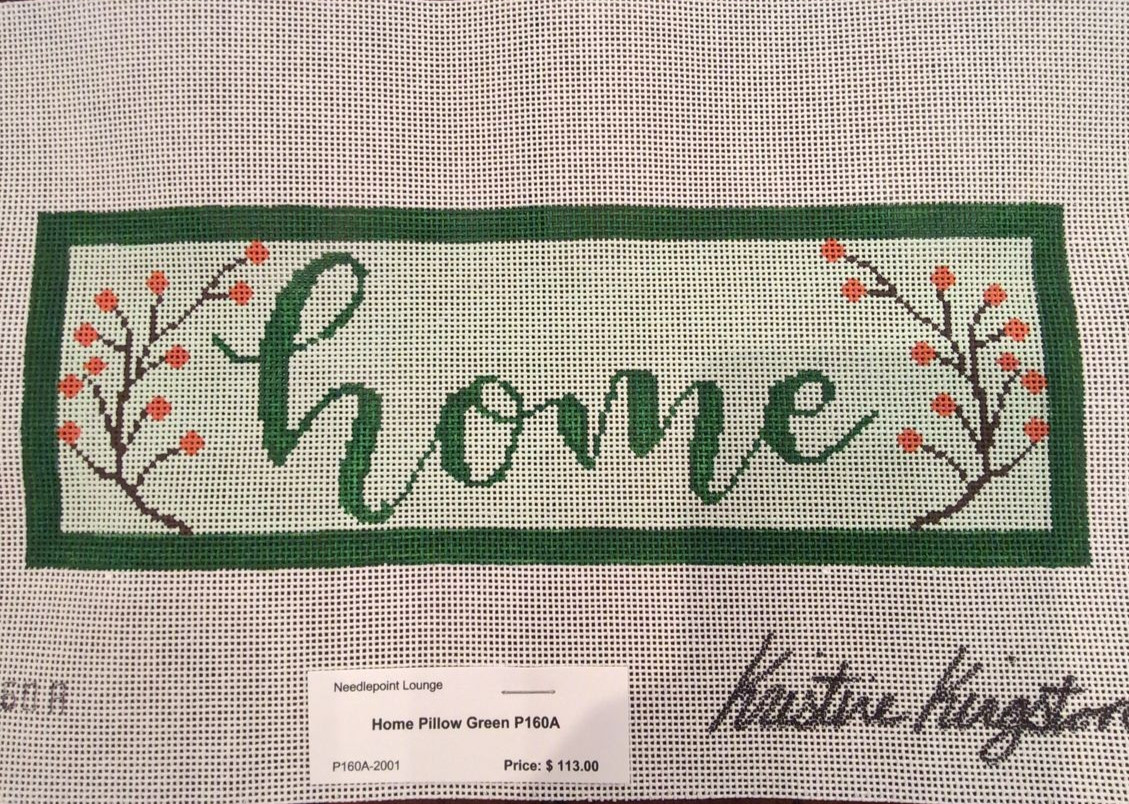 Kristine Kingston Designs Home Pillow Green (KK-P160A) Needlepoint Canvas