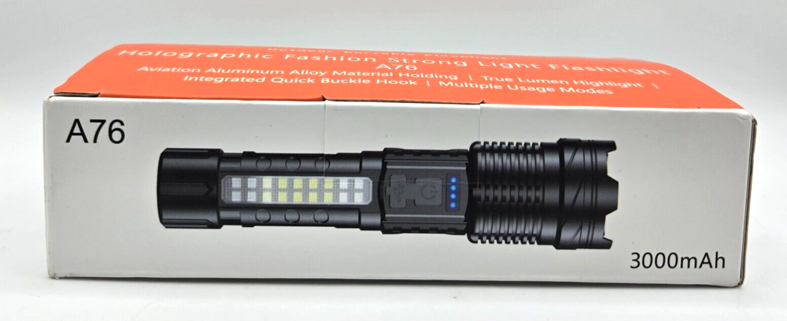 Flashlight 3000mAH USB Charging Holographic Fashion Strong Light Eaarck A76 NIB