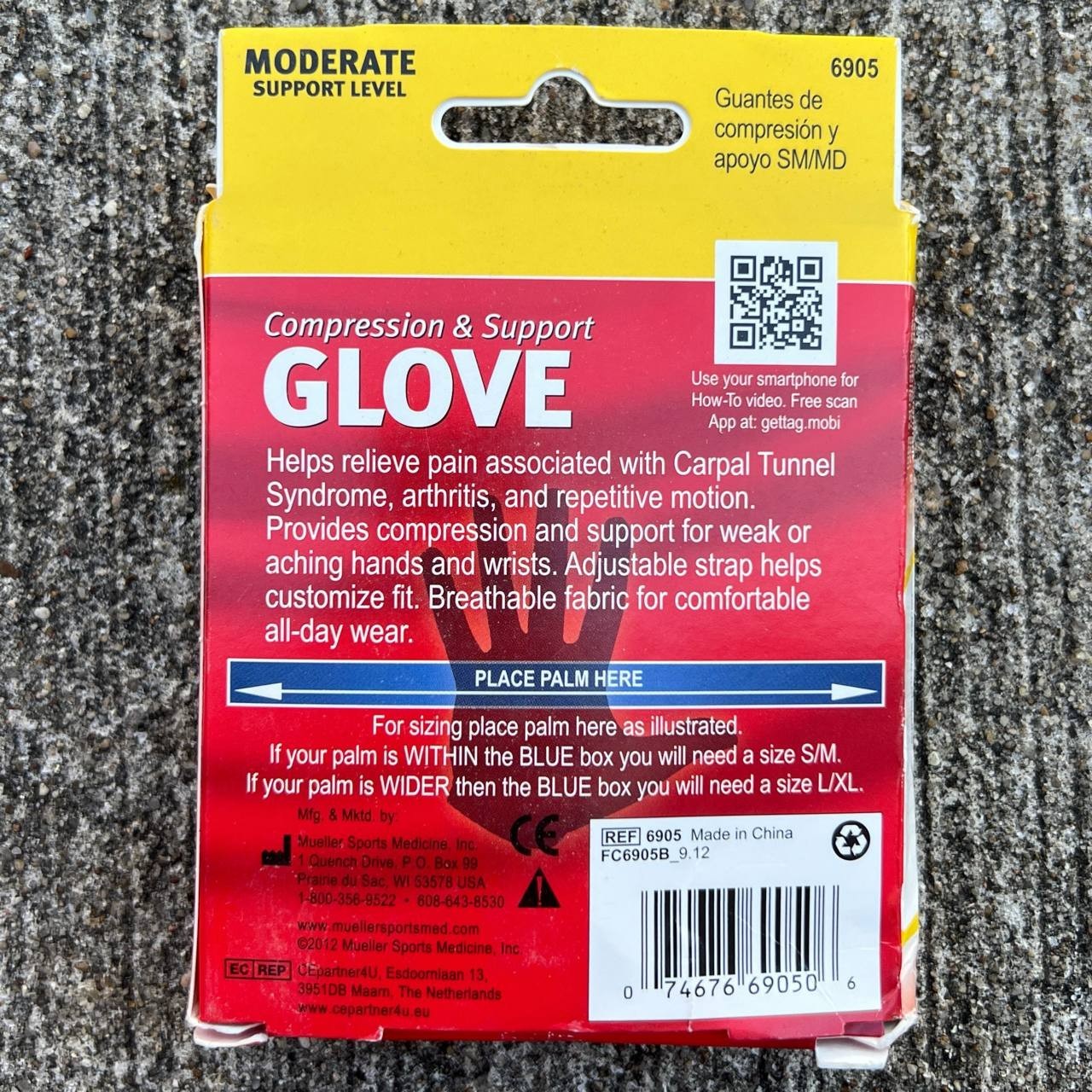 Mueller Compression & Support Beige Glove, Single Glove, Unisex, Small/Medium