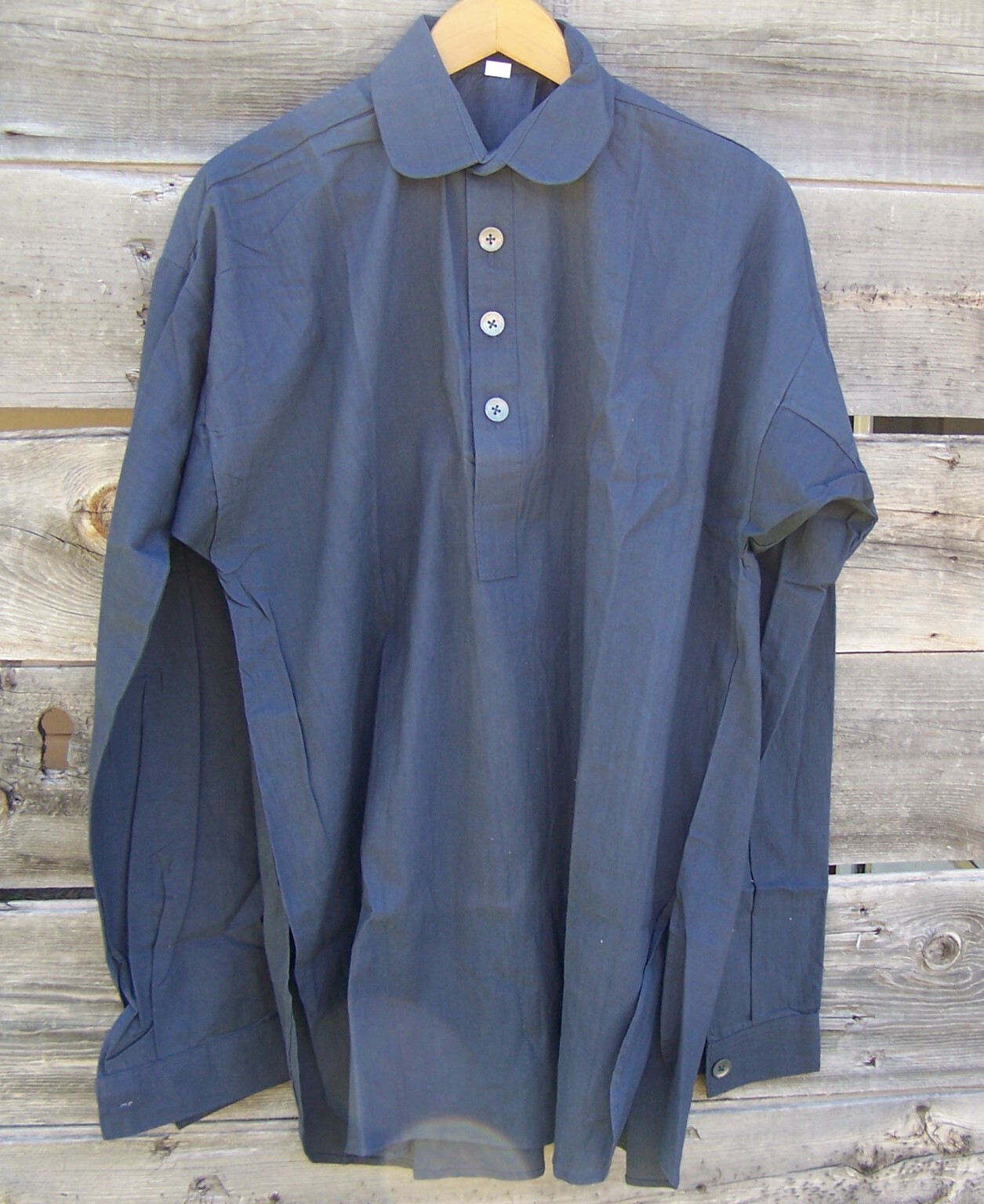 Civil War Cotton Blue Shirt with Pewter Buttons Small