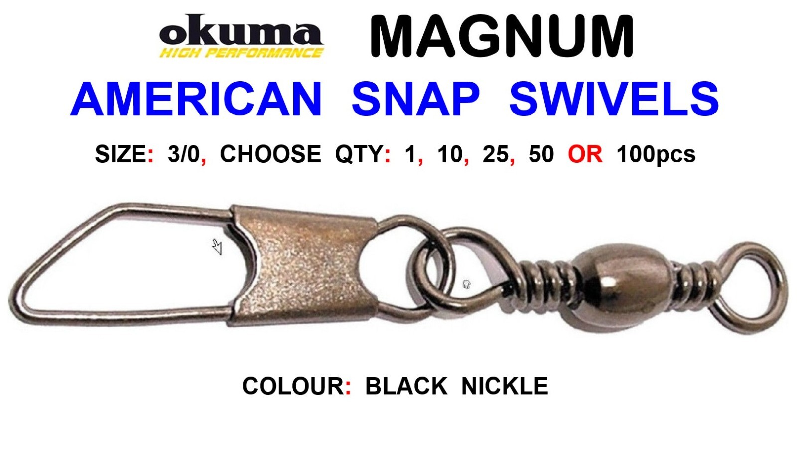 OKUMA AMERICAN SNAP SWIVELS SIZE 3/0 COARSE SEA FISHING LINE FAST LINK RIG CLIP