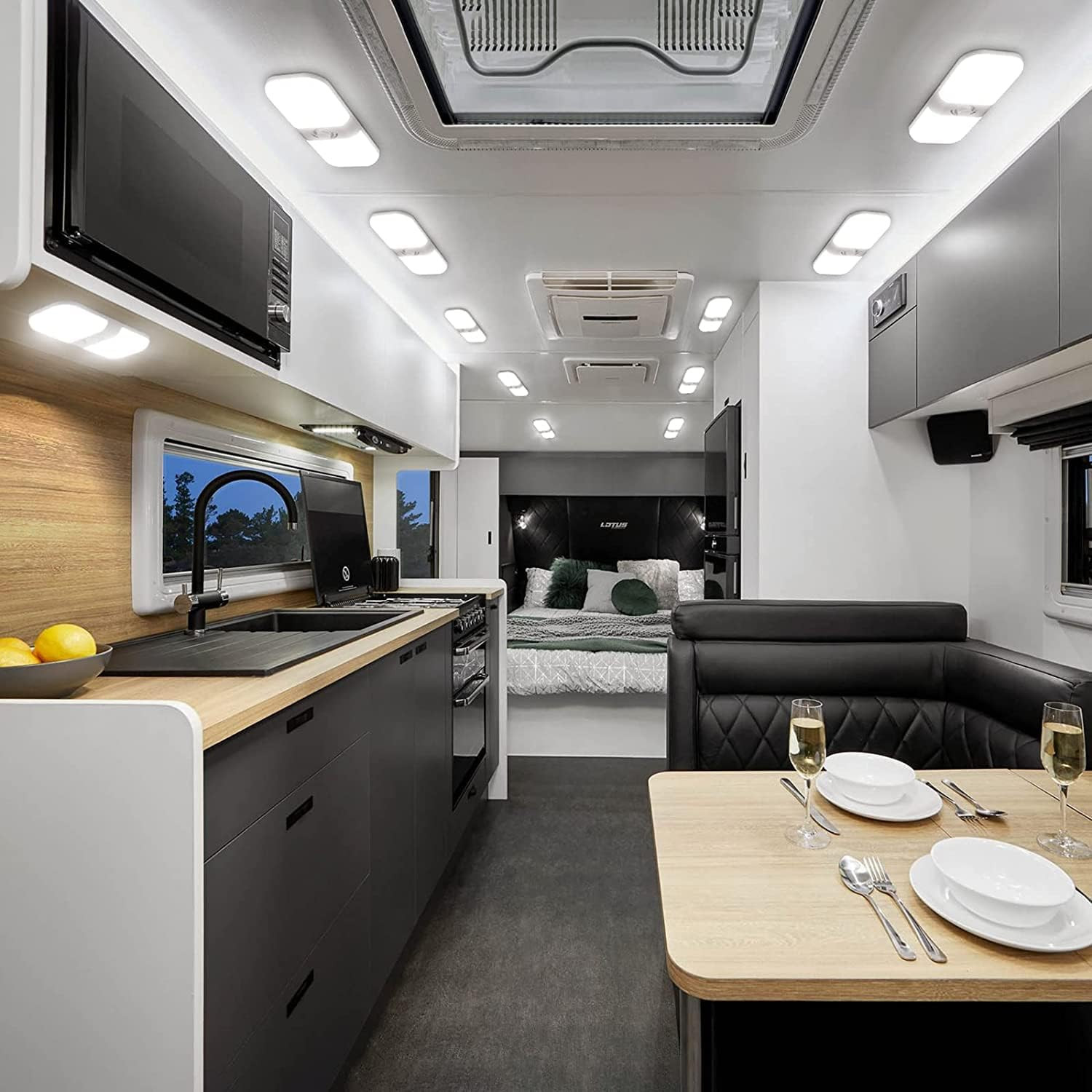 Dimmable 1700LM RV Interior Lights, 3 Color TEM Camper Lighting Solution