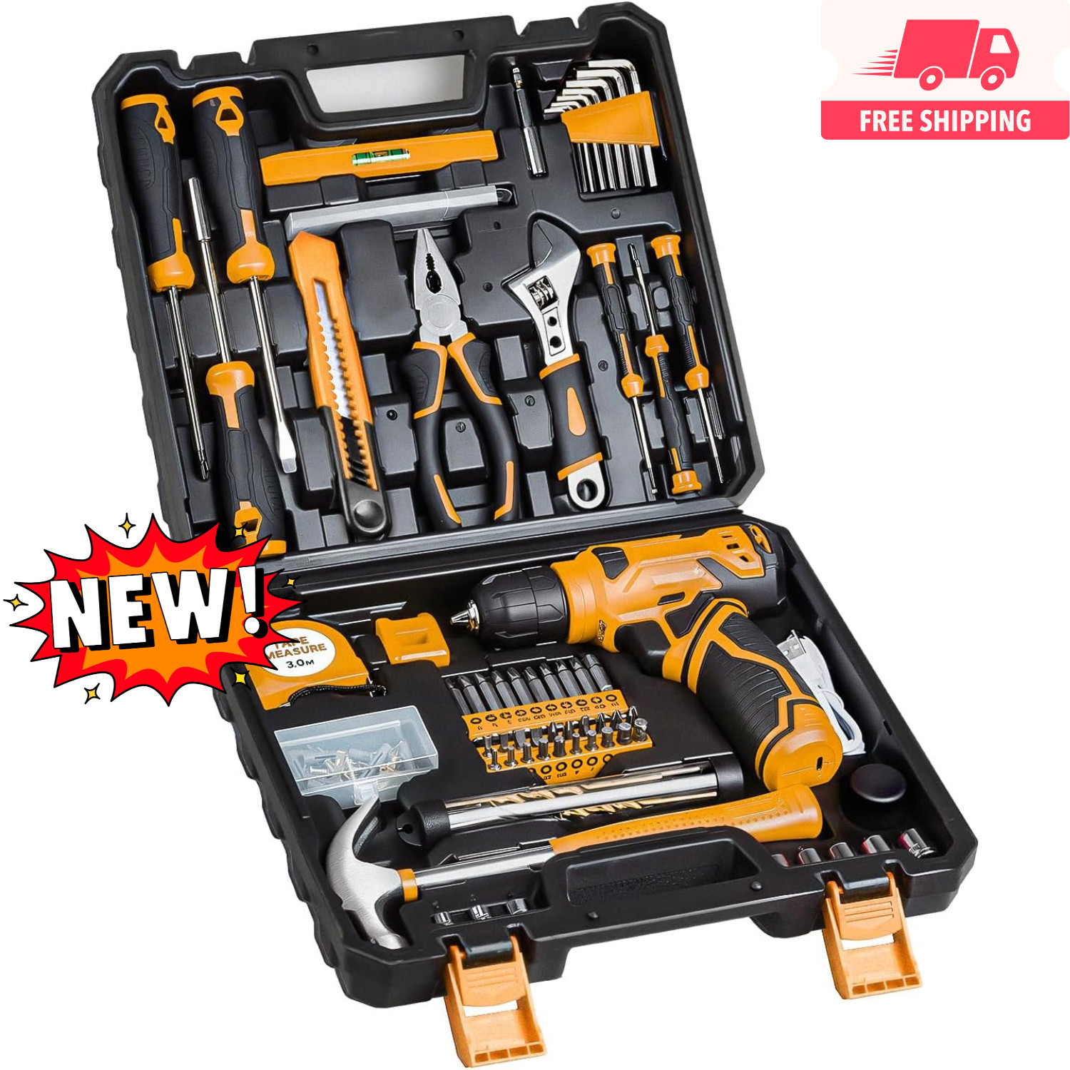 Juego de Herramientas - Kit de Herramientas con Taladro Inalámbrico de 8 V, Caja