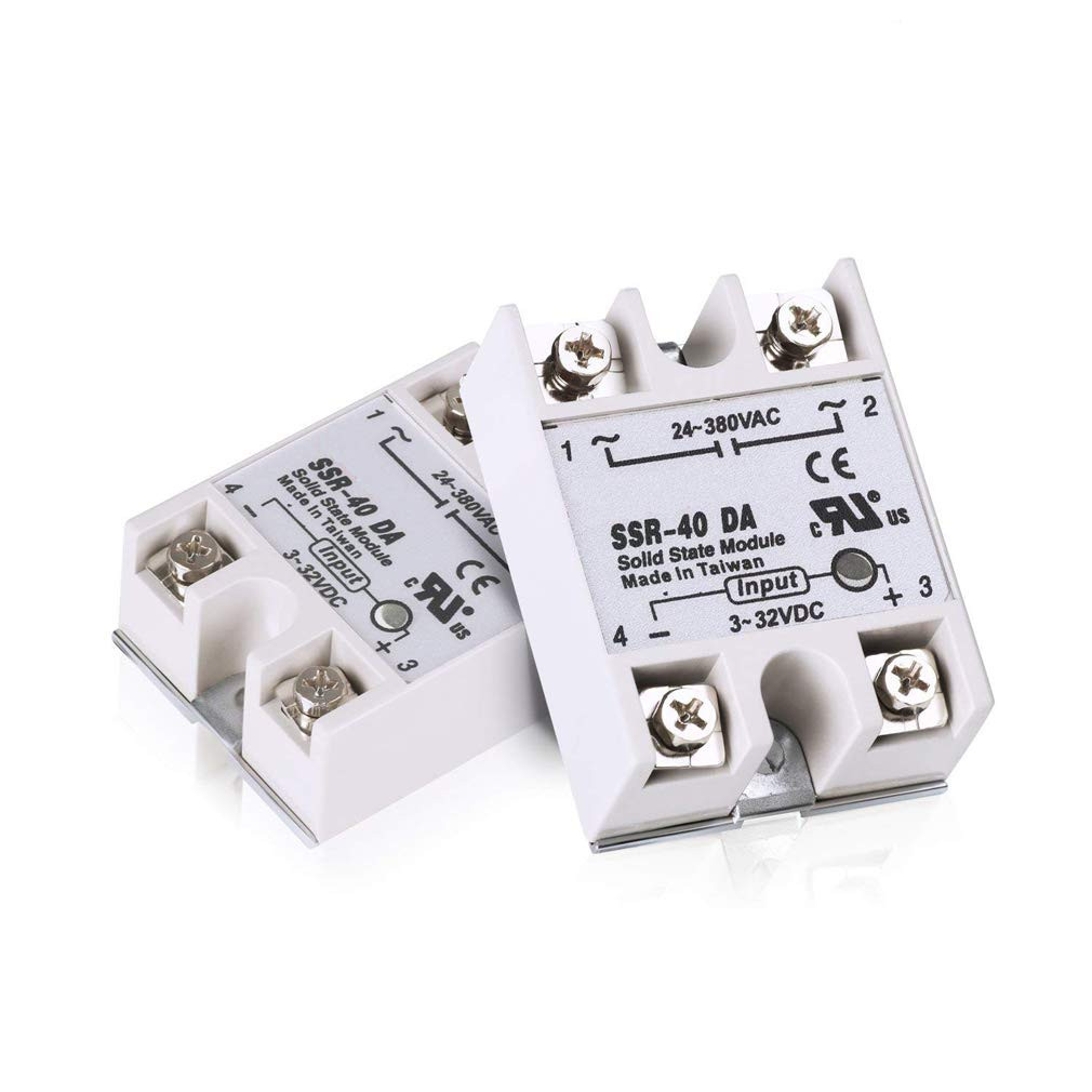 2Pcs SSR-40DA Solid State Relay Single Phase Semi-Conductor Relay Input 3-32V DC